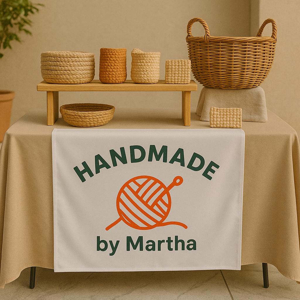 Custom Business Table Sign – Personalized Vendor Banner for Markets, Craft Fairs, Trade Shows & Small Business Branding