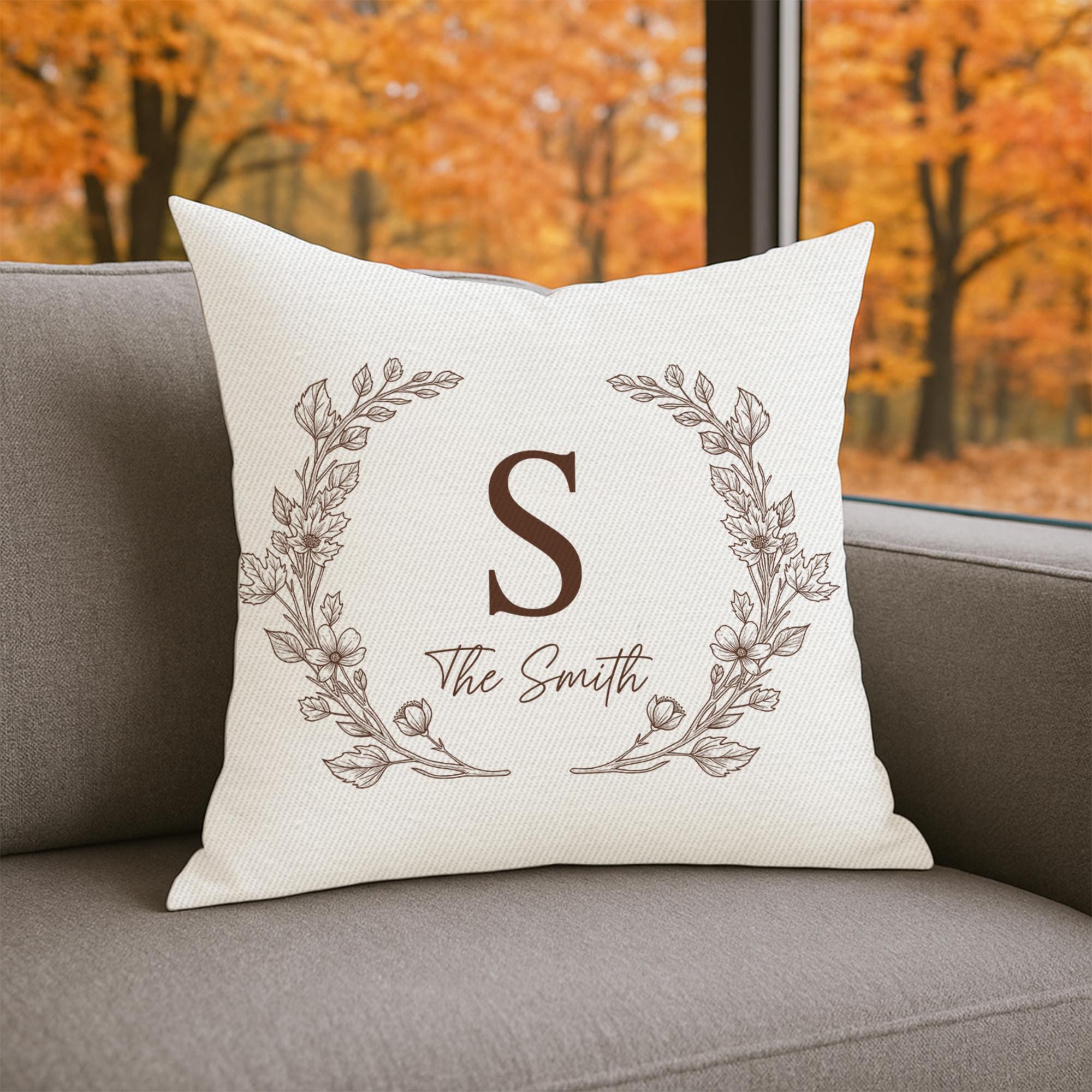 Custom Family Name Pillow, Personalized Monogram Throw Pillow, Rustic Farmhouse Cushion, Wedding Gift, Housewarming Home Decor