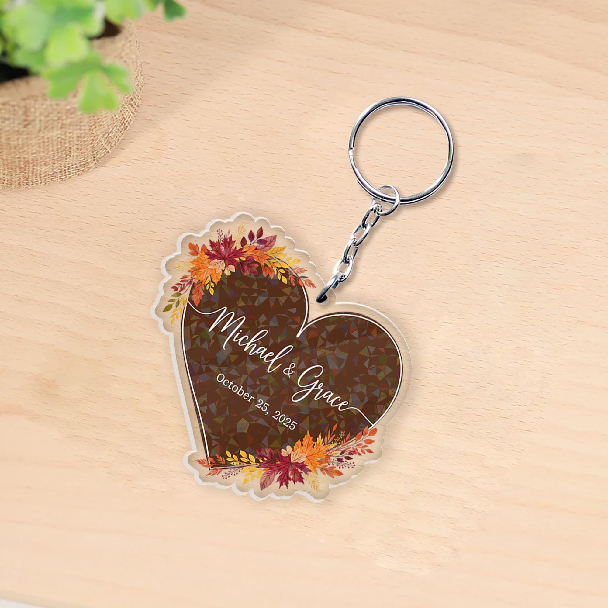 Custom Couple Keychain, Personalized Heart Keyring with Names & Date, Wedding Anniversary Gift, Romantic Keepsake, Engagement Favor
