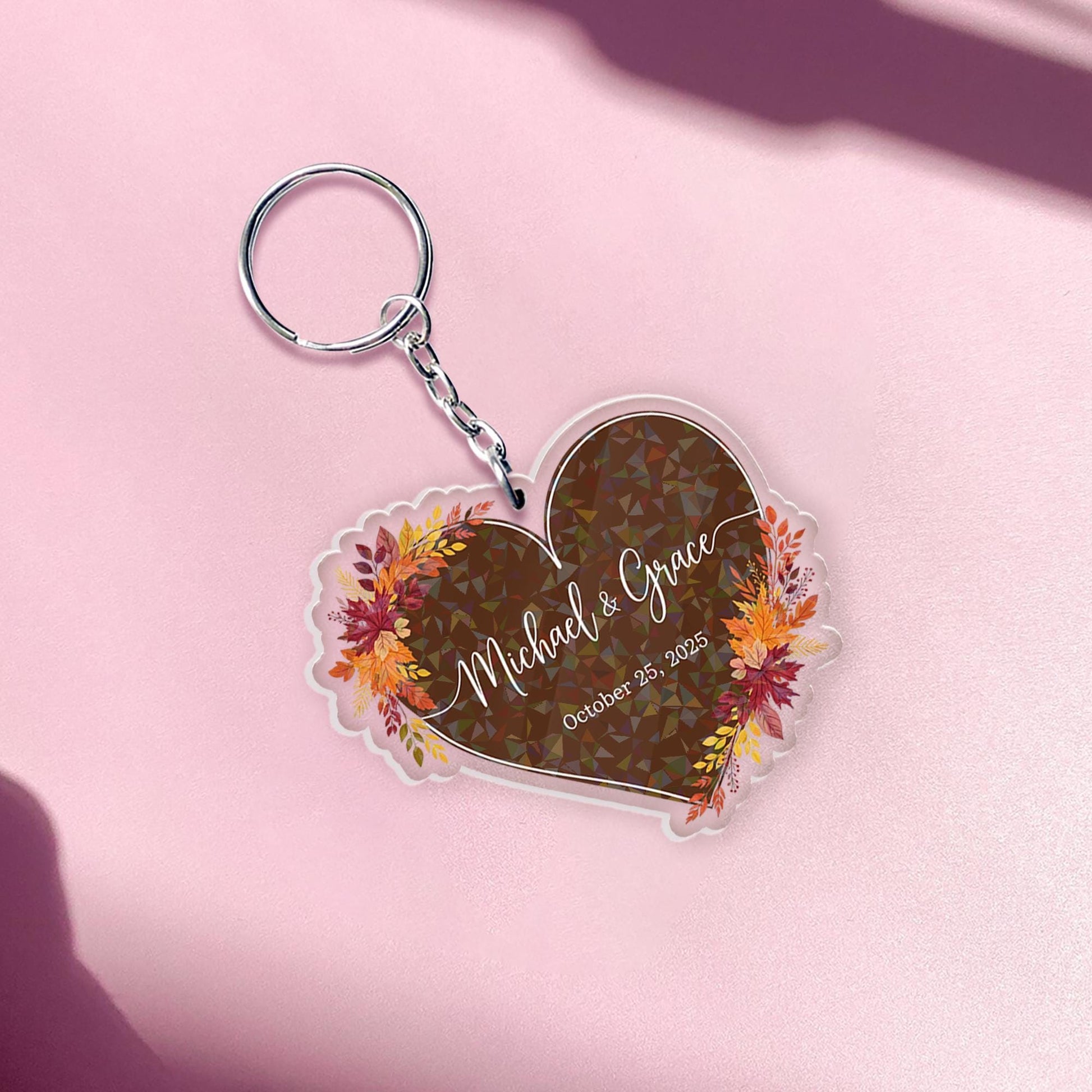 Custom Couple Keychain, Personalized Heart Keyring with Names & Date, Wedding Anniversary Gift, Romantic Keepsake, Engagement Favor