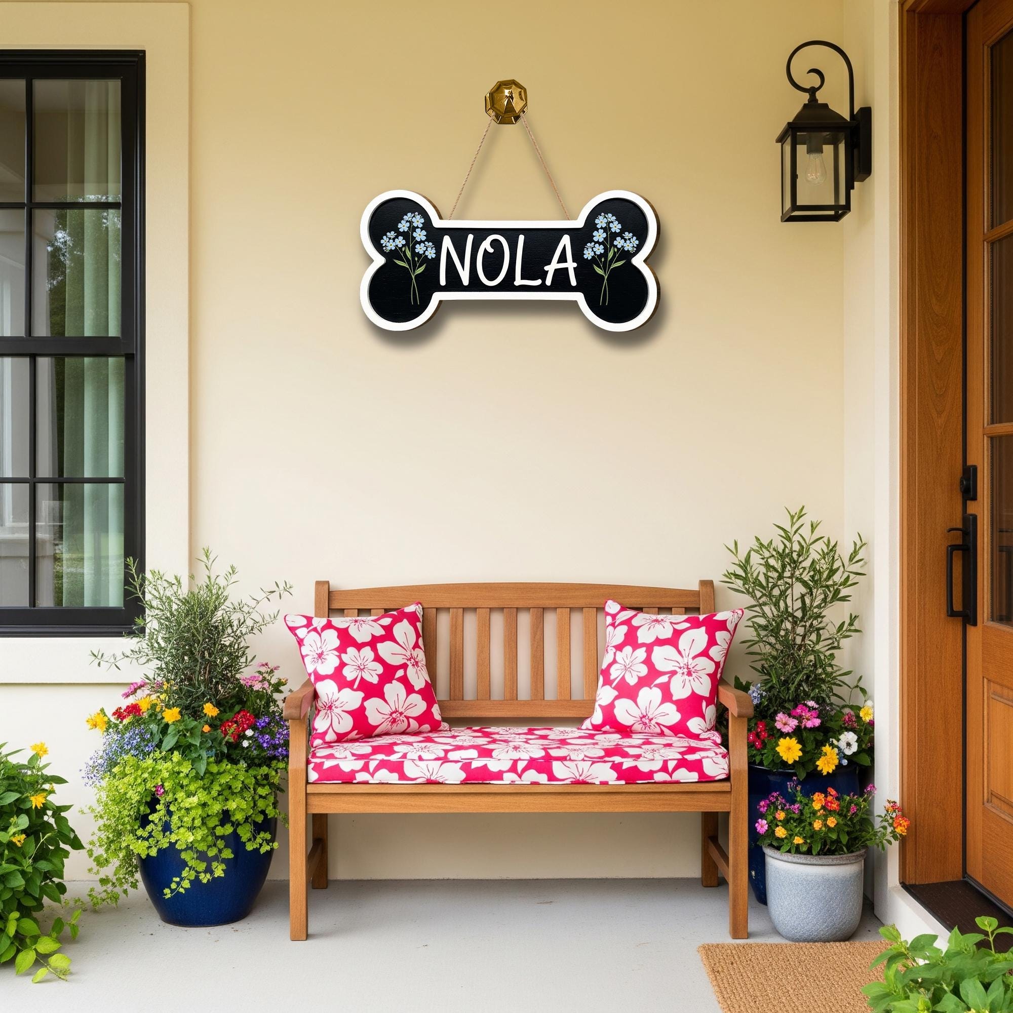 Custom Dog Bone Sign: Personalized Pet Name Plaque, Rustic Home Decor