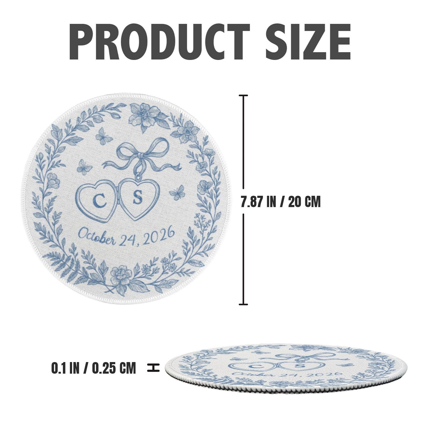 Custom Chinoiserie Wedding Placemat: Blue & White Monogram Table Decor