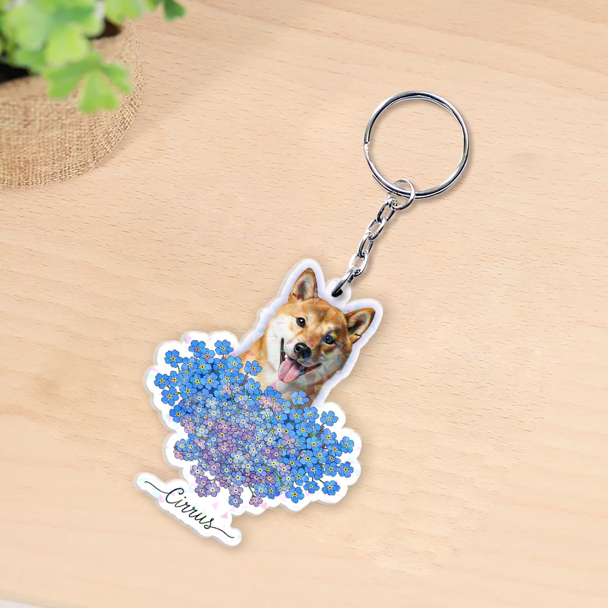 Custom Dog Portrait Keychain: Acrylic Pet Memorial Key Ring