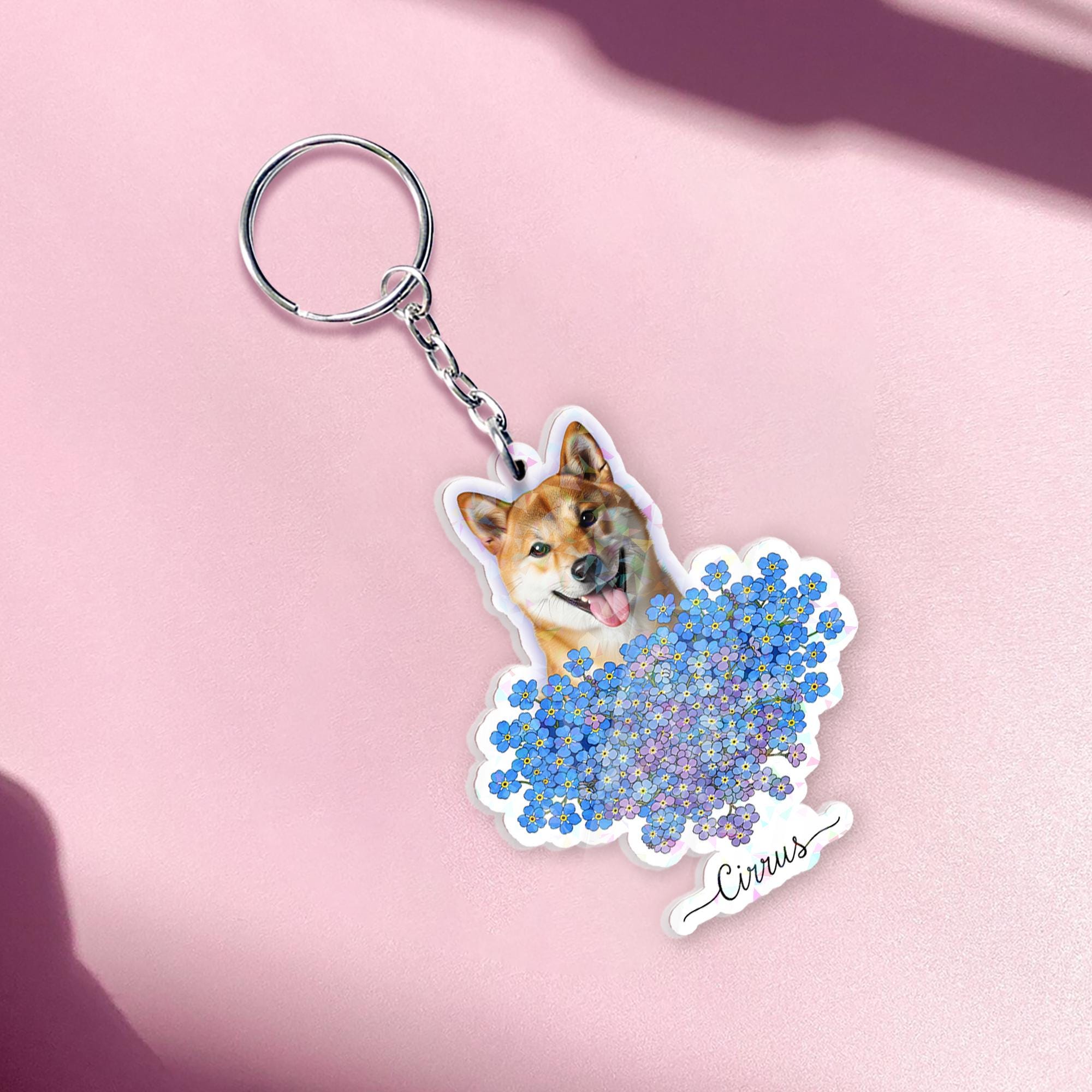 Custom Dog Portrait Keychain: Acrylic Pet Memorial Key Ring