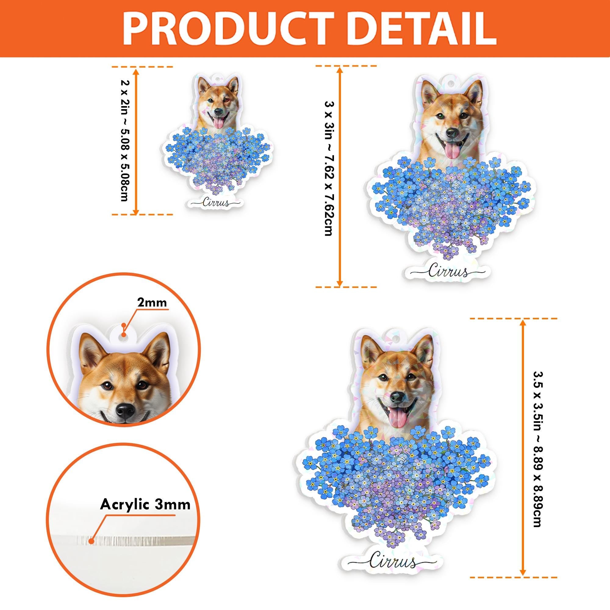 Custom Dog Portrait Keychain: Acrylic Pet Memorial Key Ring