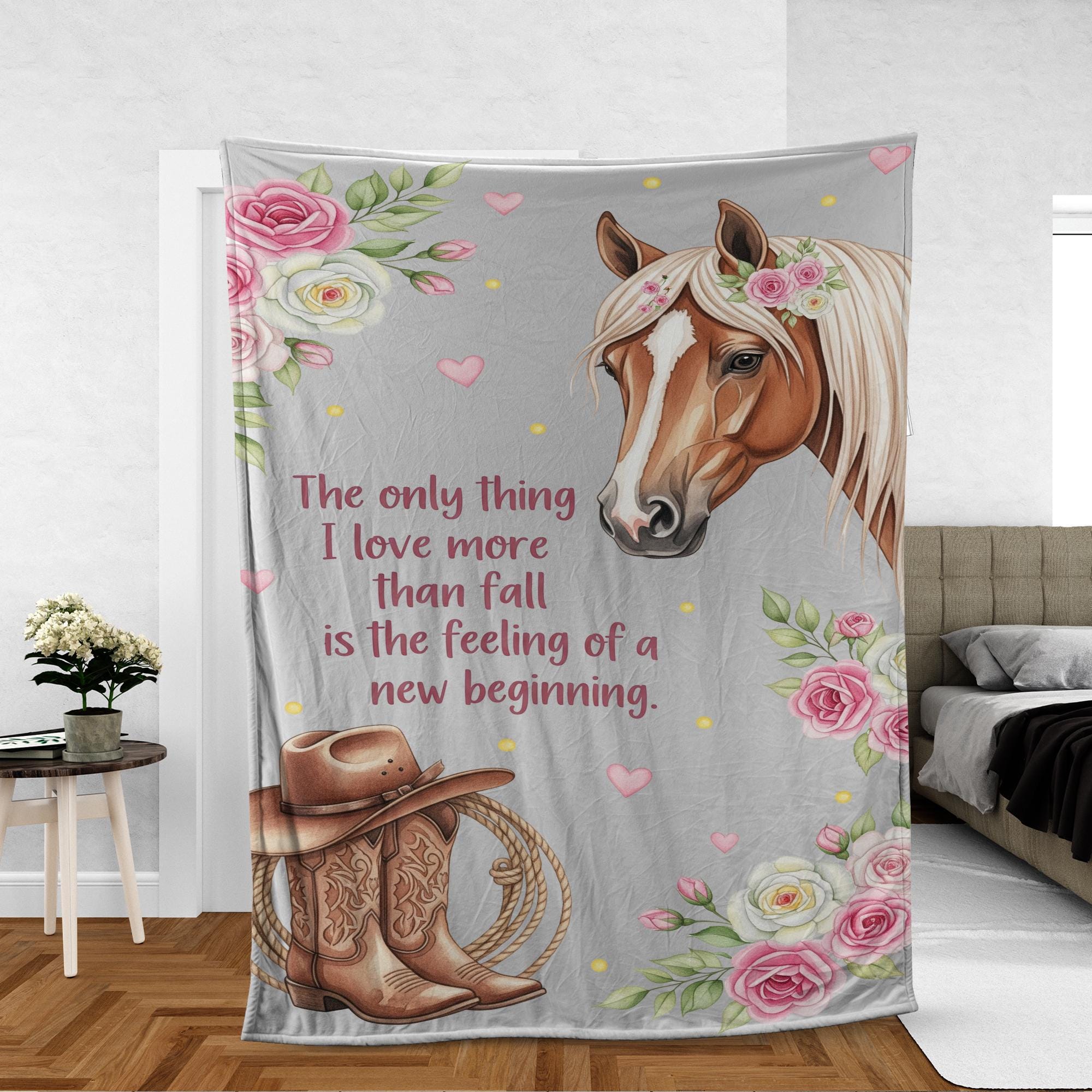 Cowgirl Boots & Horse Blanket: Western Fall Throw, Farmhouse Decor