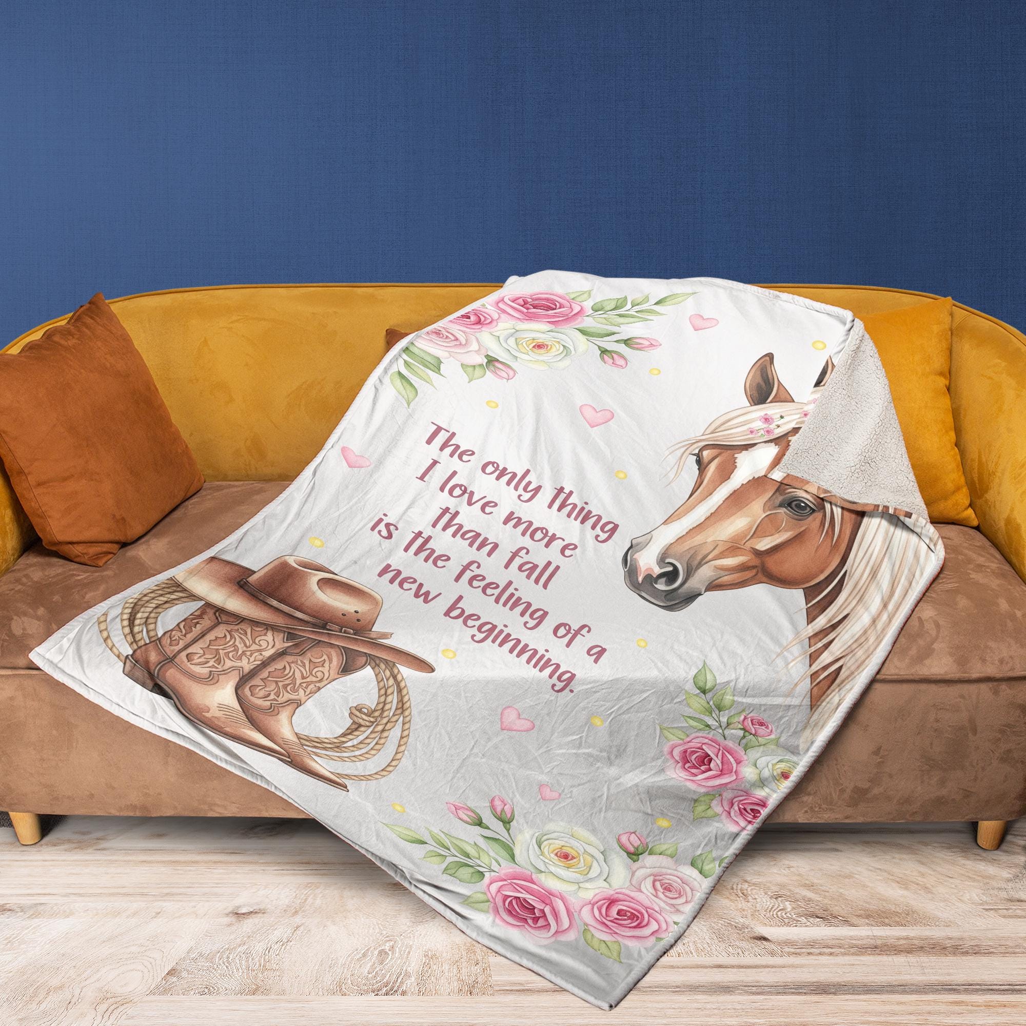 Cowgirl Boots & Horse Blanket: Western Fall Throw, Farmhouse Decor