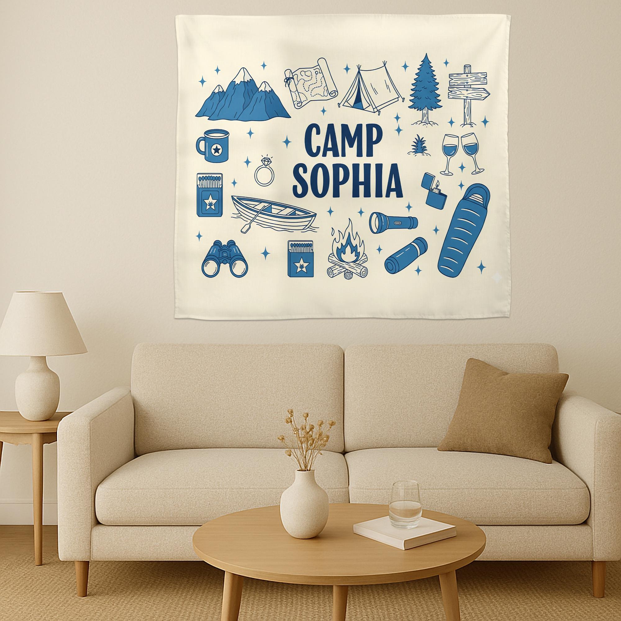 Custom Camp Bachelorette Tapestry: Last Trail Before the Veil Hen Party Backdrop
