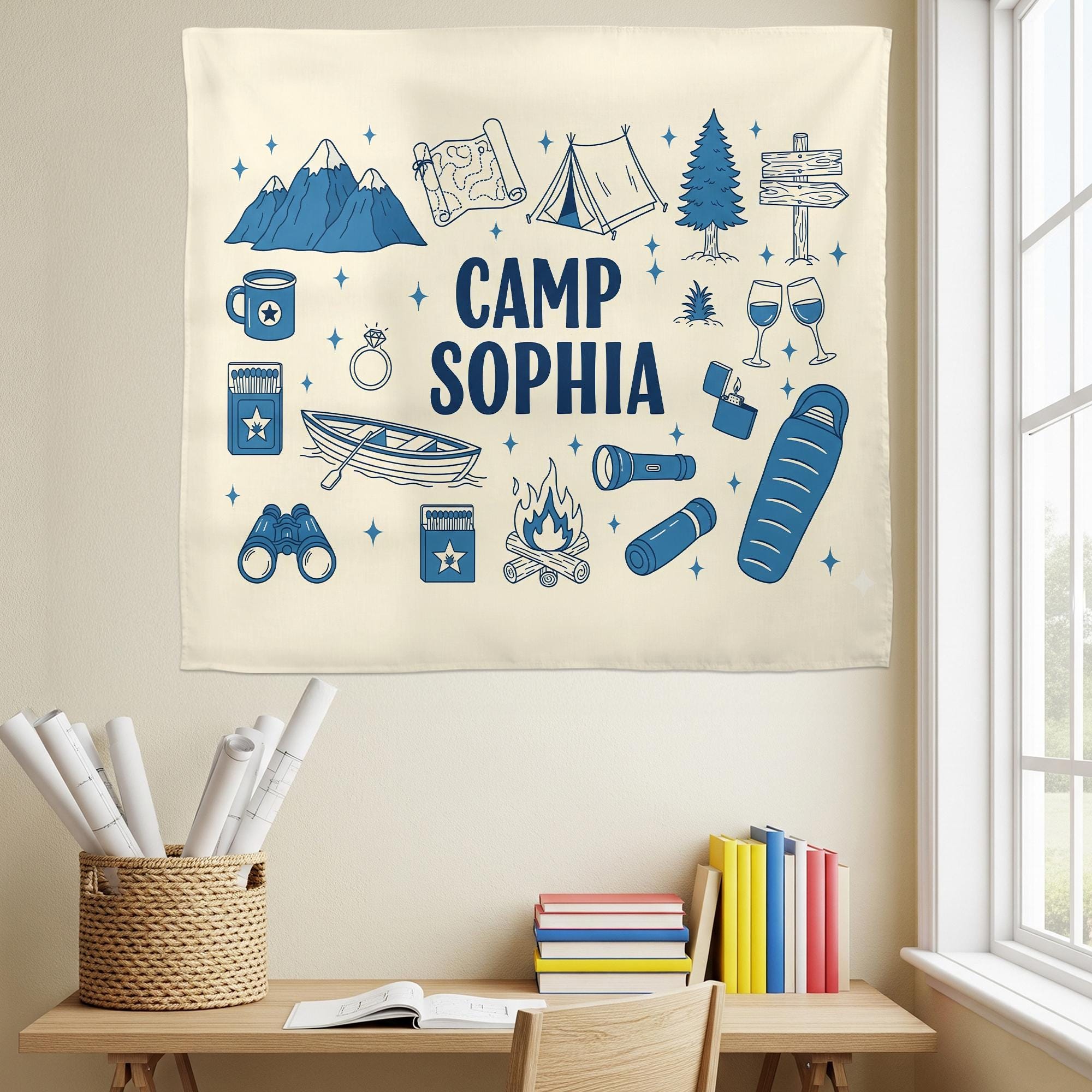 Custom Camp Bachelorette Tapestry: Last Trail Before the Veil Hen Party Backdrop