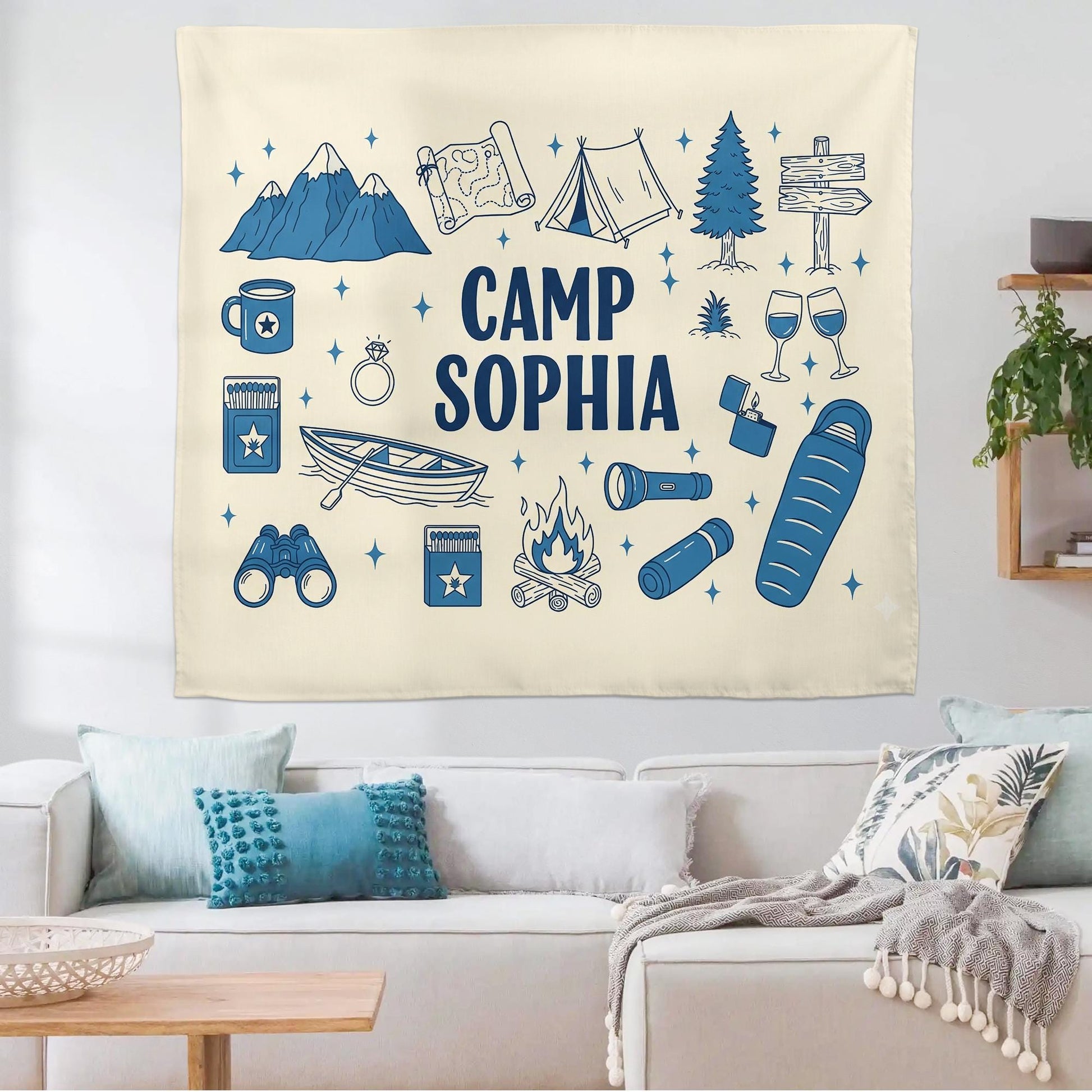 Custom Camp Bachelorette Tapestry: Last Trail Before the Veil Hen Party Backdrop