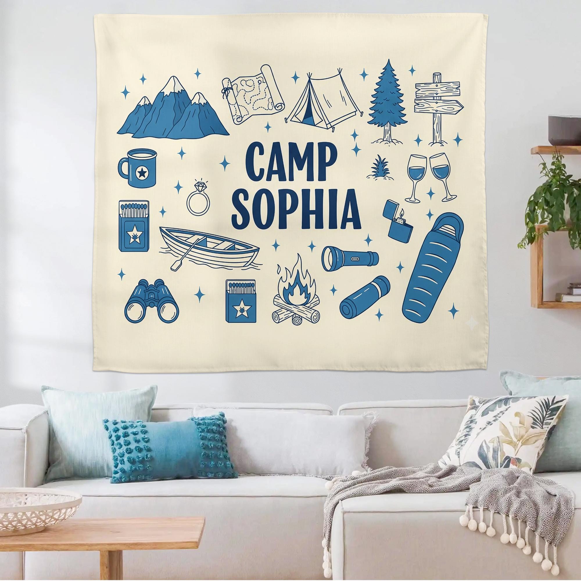 Custom Camp Bachelorette Tapestry: Last Trail Before the Veil Hen Party Backdrop