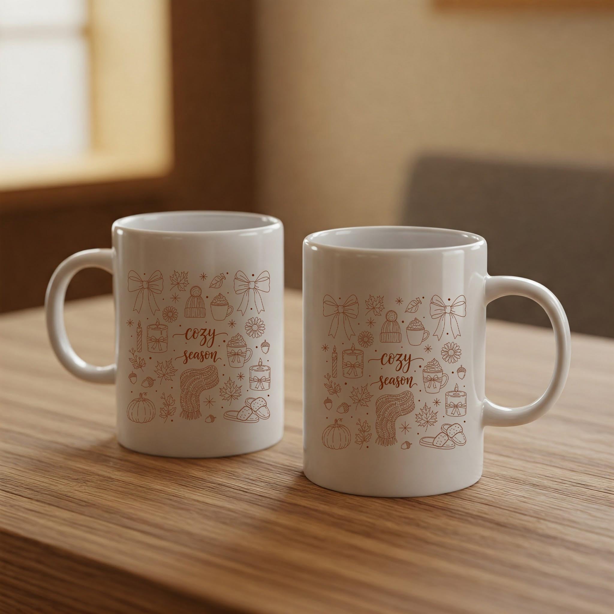 Cozy Season Mug – Fall and Winter Coffee Cup, Cute Holiday Gift, Autumn Pumpkin Hot Chocolate Tea Mug, Seasonal Cozy Kitchen Decor