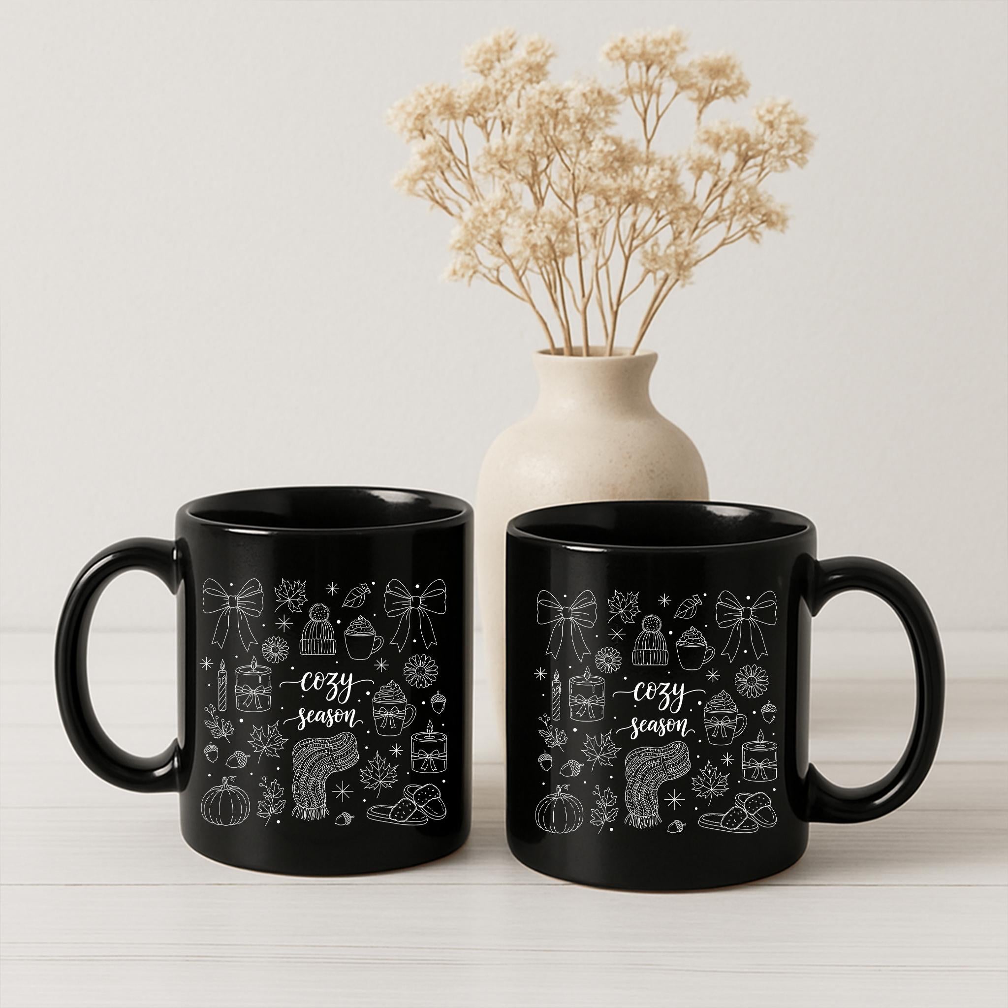 Cozy Season Mug – Fall and Winter Coffee Cup, Cute Holiday Gift, Autumn Pumpkin Hot Chocolate Tea Mug, Seasonal Cozy Kitchen Decor