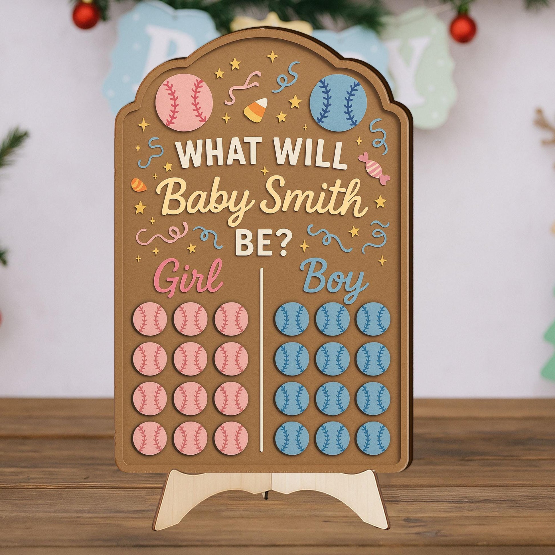 Gender Reveal Guessing Game Board: Personalized Baby Shower Baseball Party Decoration