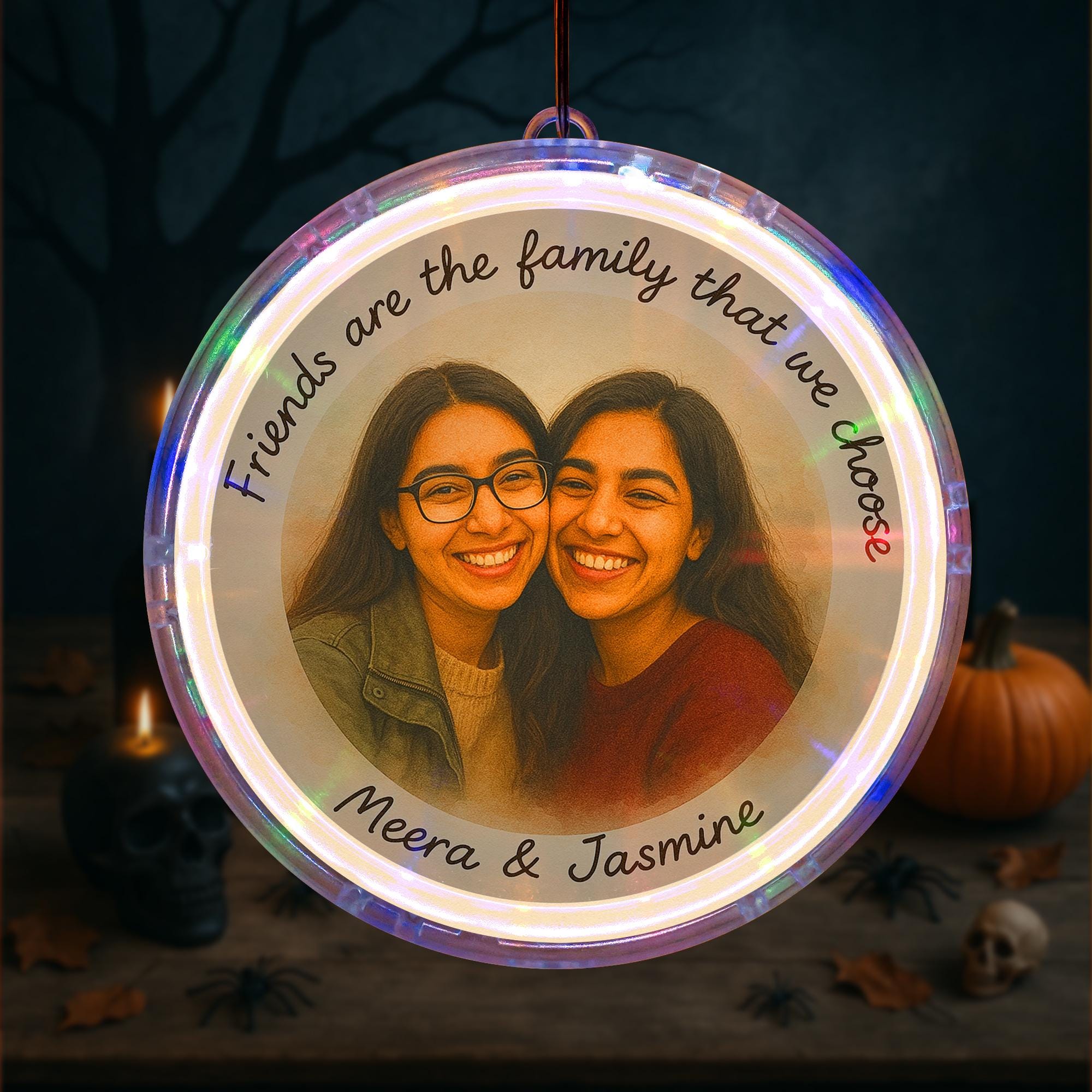 Custom Best Friend Photo LED Hanging - Personalized Light Up Gift, Friendship Keepsake, Birthday Present for Besties