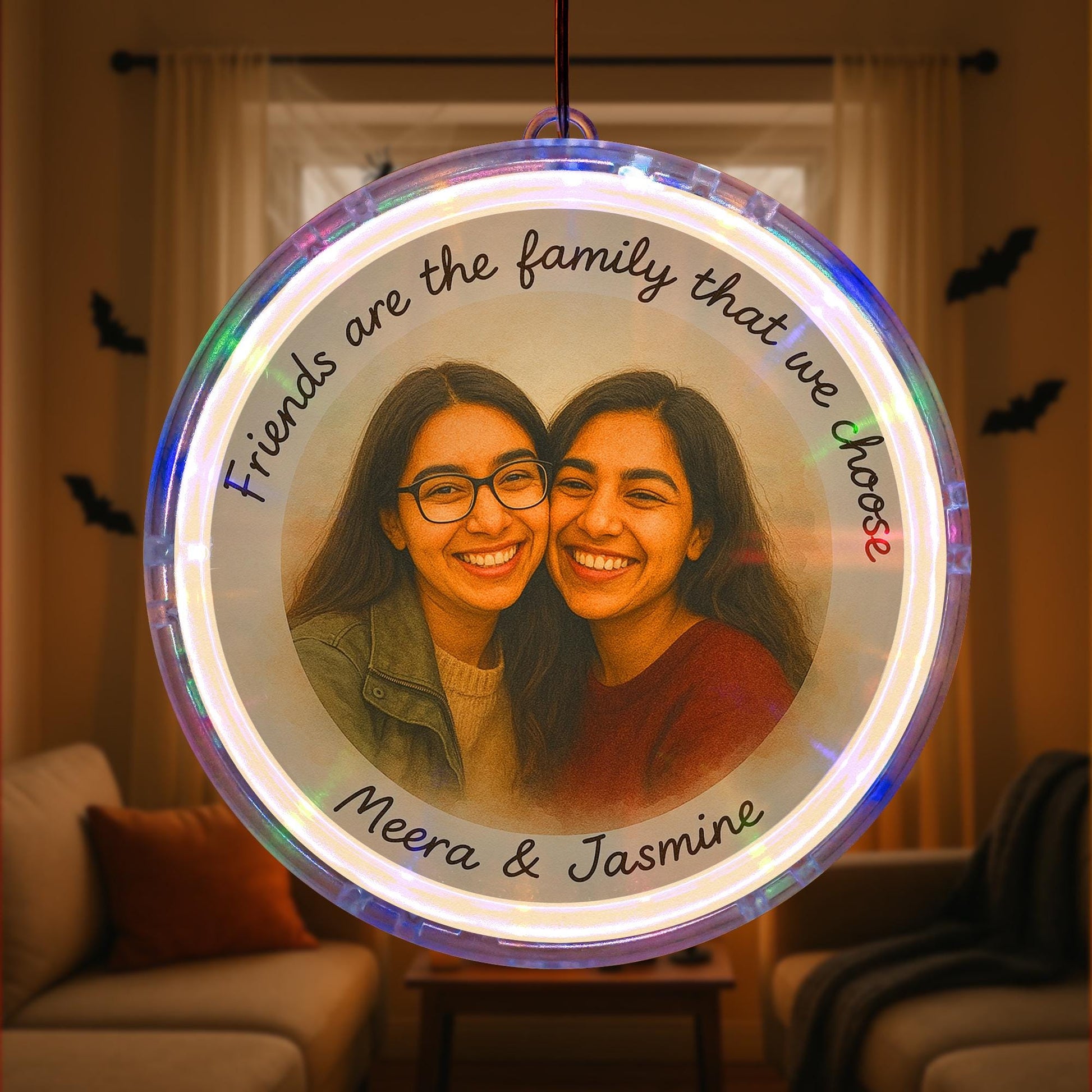 Custom Best Friend Photo LED Hanging - Personalized Light Up Gift, Friendship Keepsake, Birthday Present for Besties