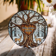 Custom Couple Glass Suncatcher | Personalized Tree of Life Wedding Gift | Anniversary Deer Glass Keepsake