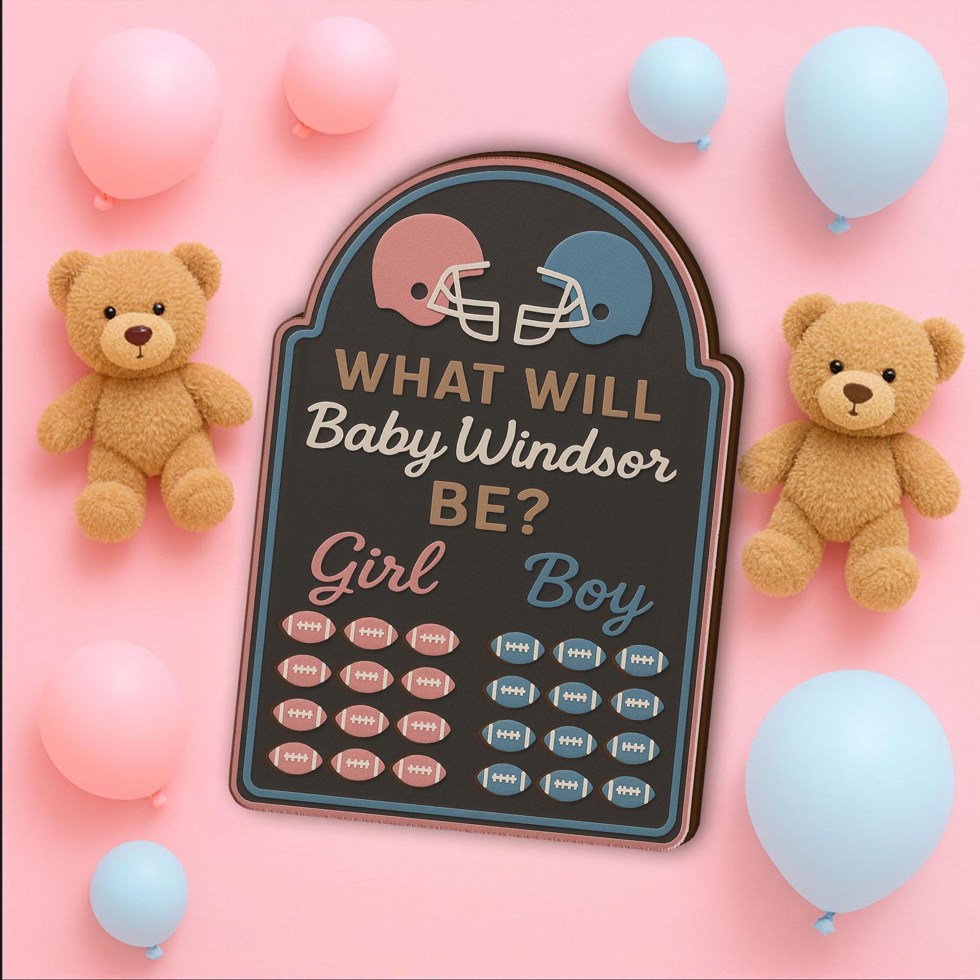 Football Gender Reveal Game Board: Personalized Baby Prediction Game Decor