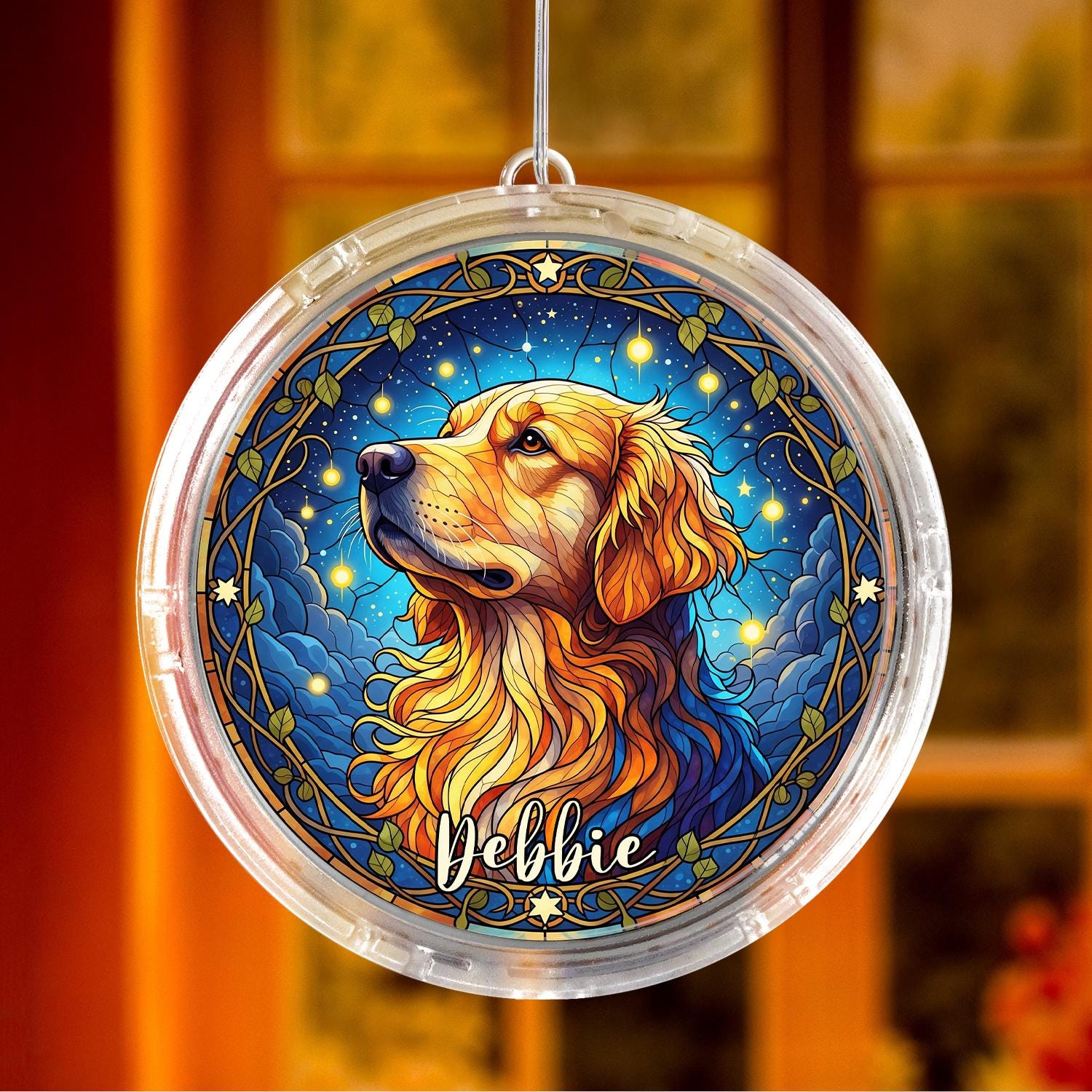 Custom Dog LED Hanging Light – Personalized Pet Portrait Ornament with Name, Glowing Dog Lover Gift, Unique Pet Memorial Decor, Pet Lover