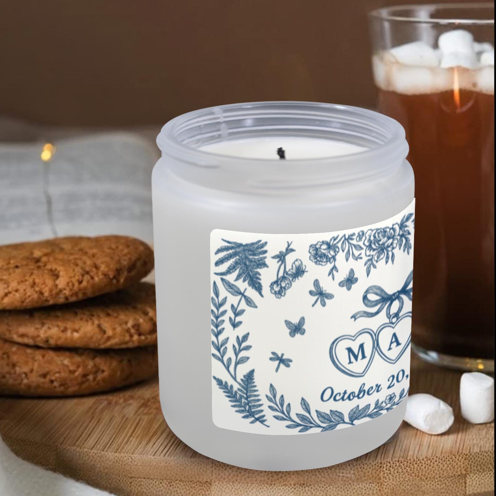 Custom Chinoiserie Candle, Personalized Scented Wedding Gift, Monogram Soy Candle, Couple Keepsake, Bridal Shower Favor