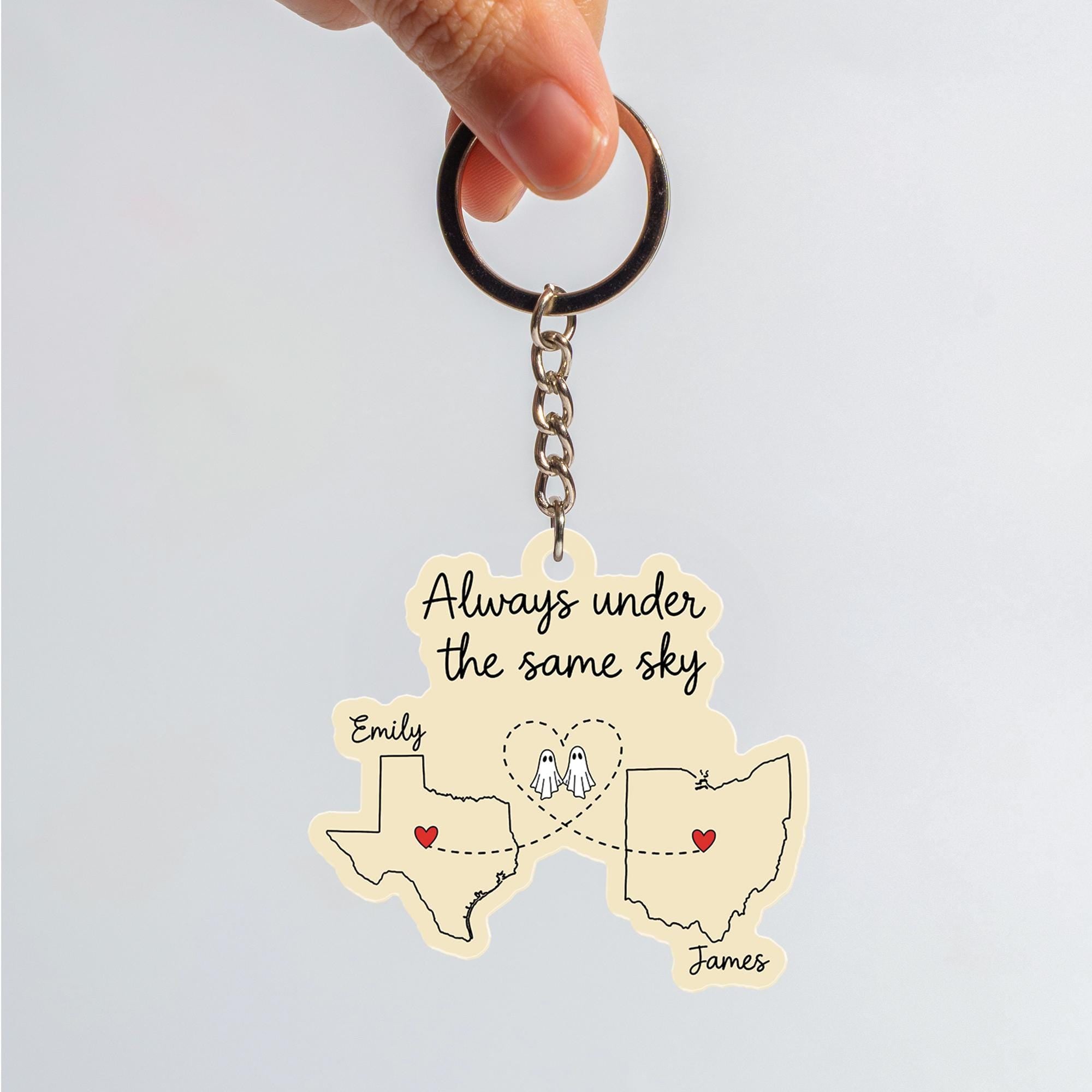 Personalized State Map Keychain: Long Distance Relationship Gift