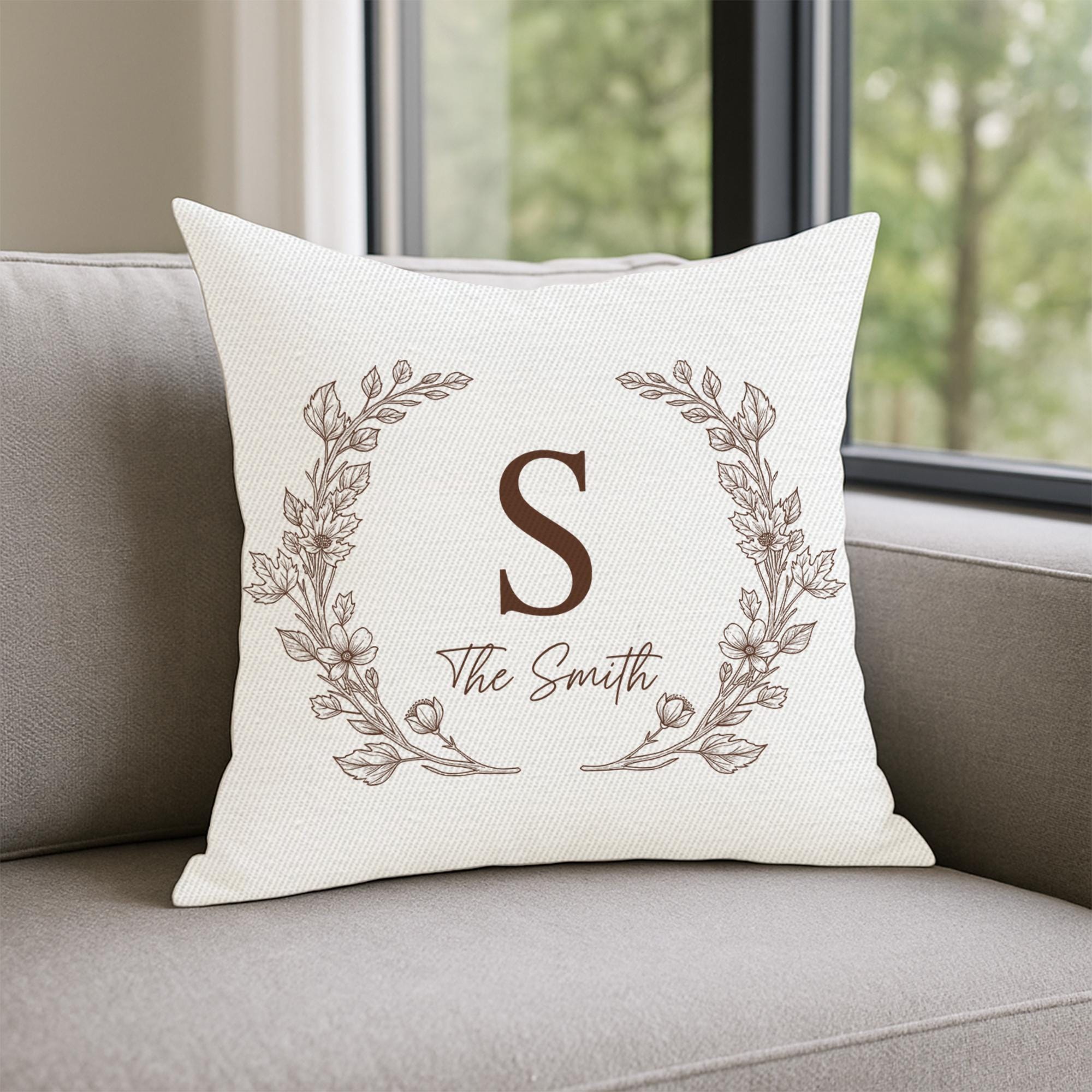 Custom Family Name Pillow, Personalized Monogram Throw Pillow, Rustic Farmhouse Cushion, Wedding Gift, Housewarming Home Decor
