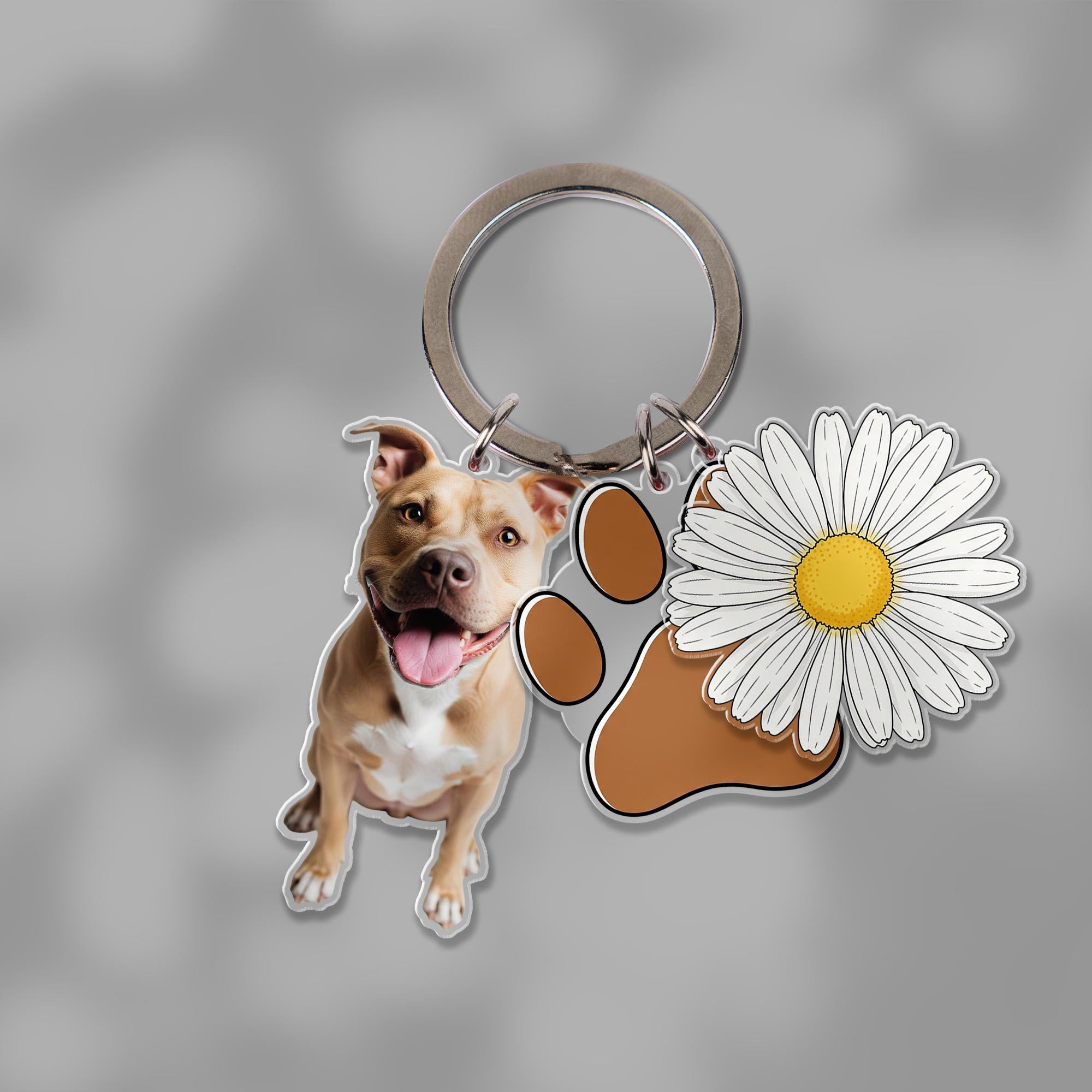 Custom Dog Photo Keychain: Personalized Pet Charm Keyring, Dog Mom Gift