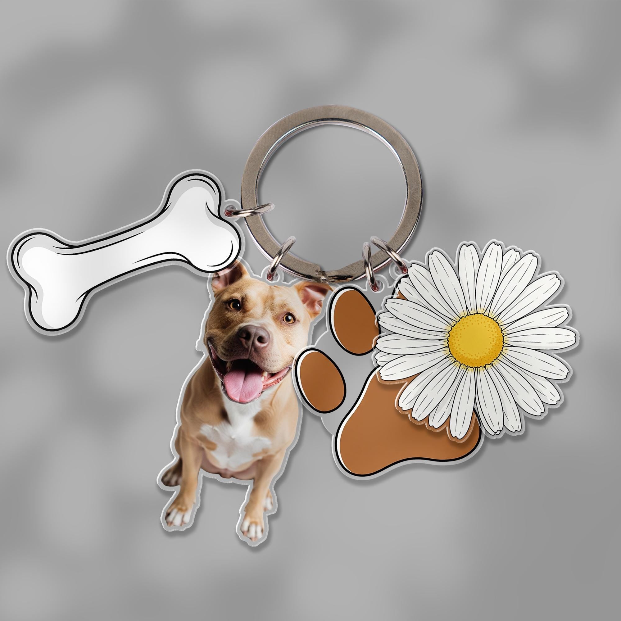 Custom Dog Photo Keychain: Personalized Pet Charm Keyring, Dog Mom Gift