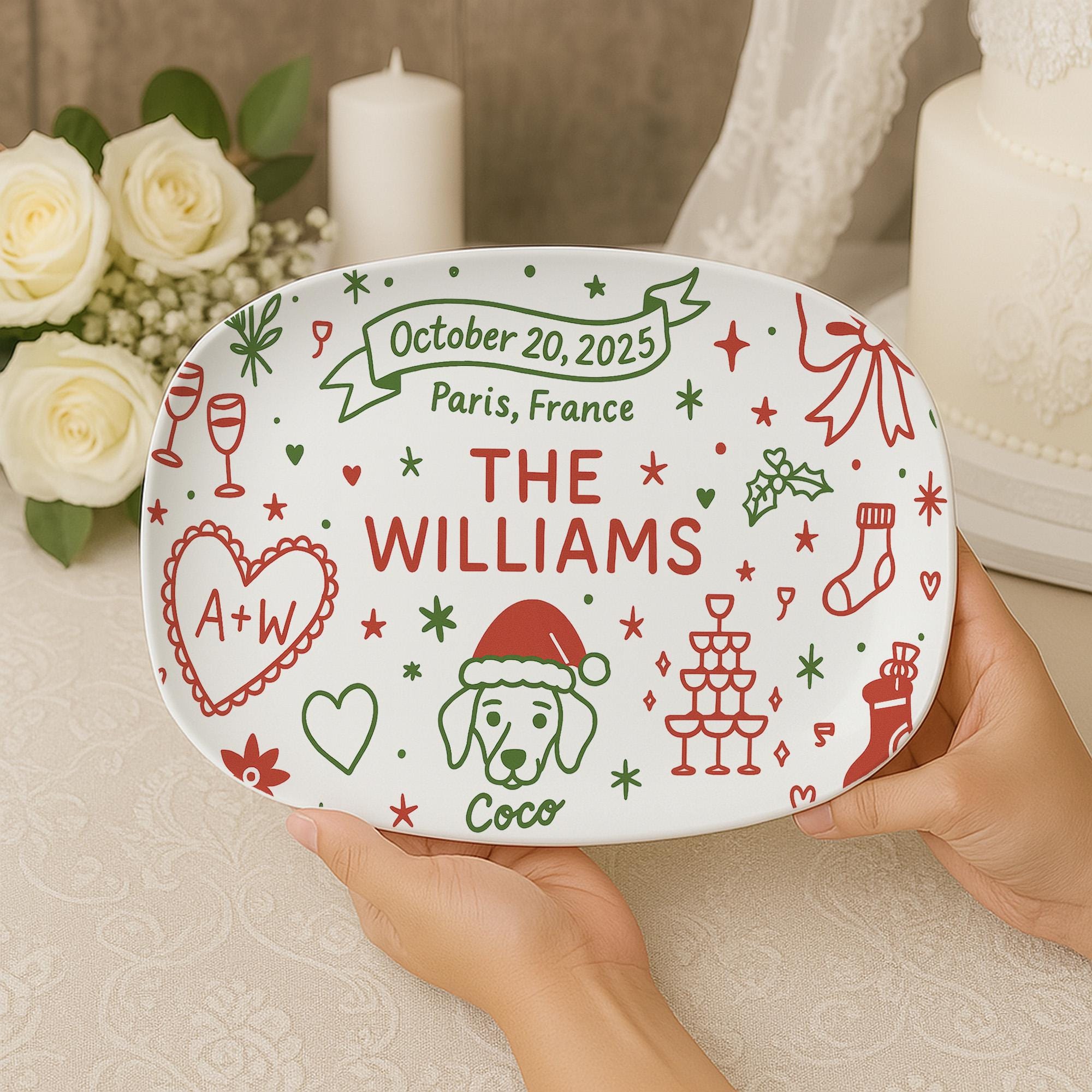 Custom Family Keepsake Platter: Personalized Wedding, Anniversary, Pet Gift - DECOR only