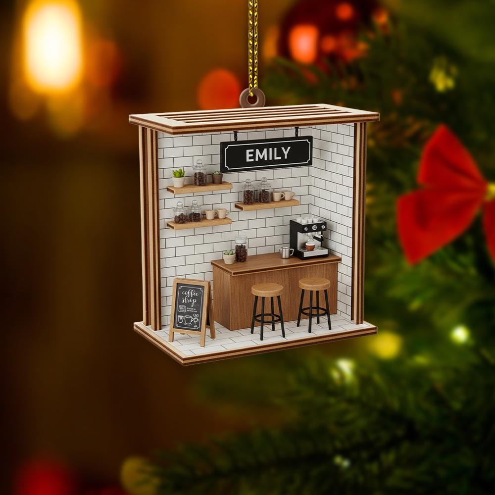 Personalized Coffee Shop Ornament: Custom Barista Gift