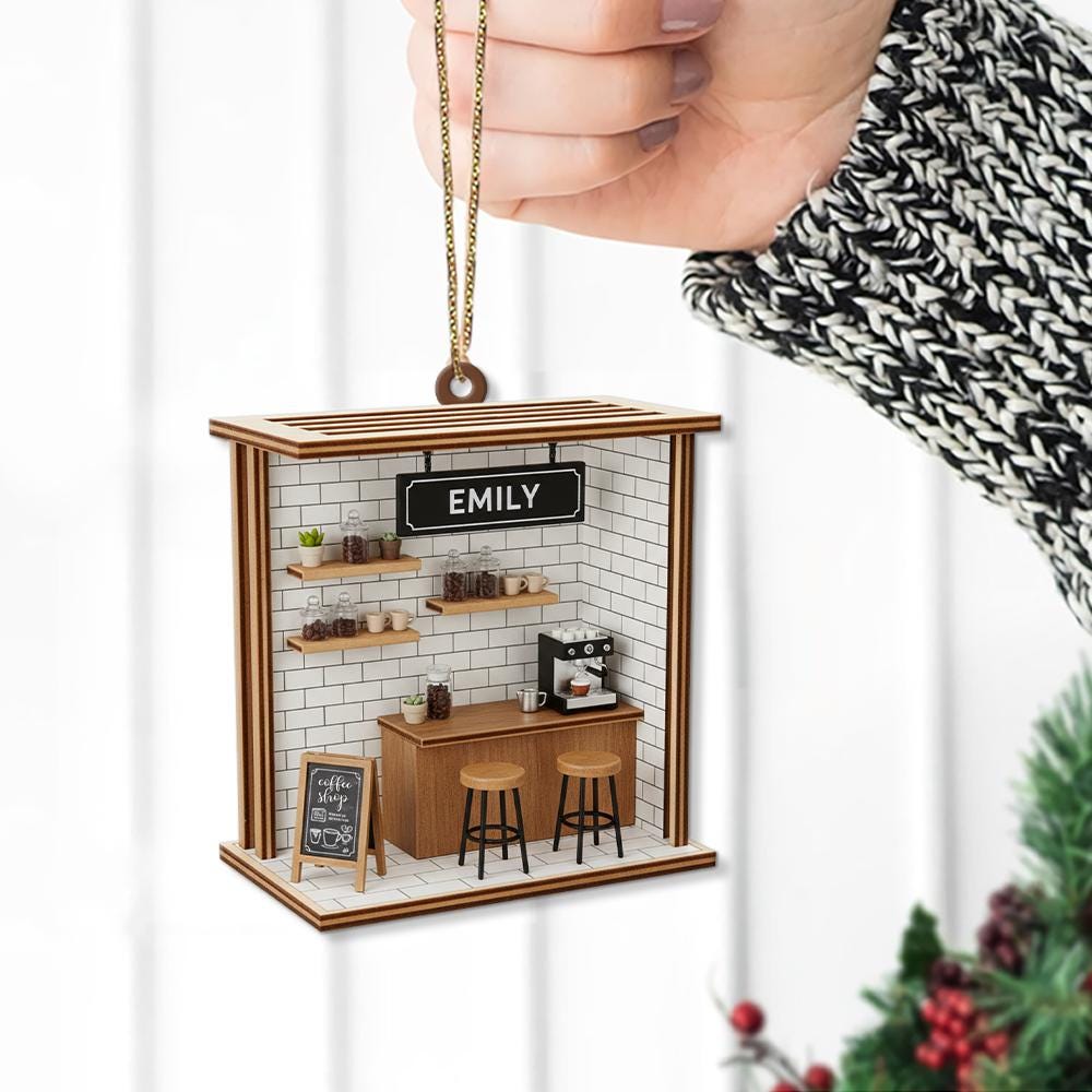 Personalized Coffee Shop Ornament: Custom Barista Gift