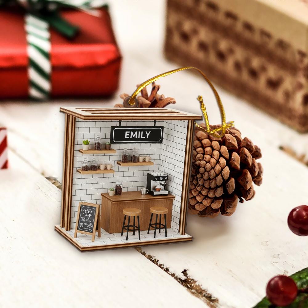 Personalized Coffee Shop Ornament: Custom Barista Gift