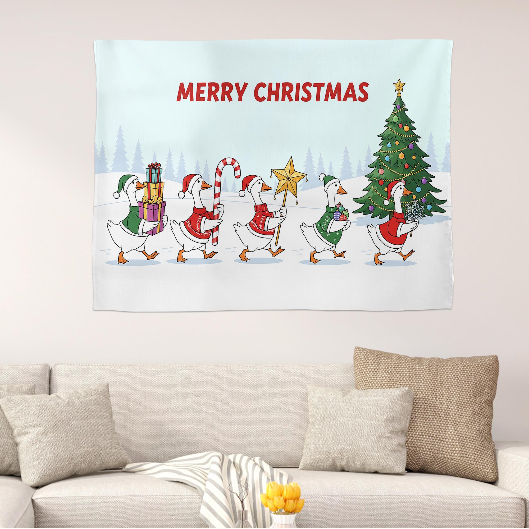 Christmas Goose Tapestry: Funny Holiday Farmhouse Wall Decor