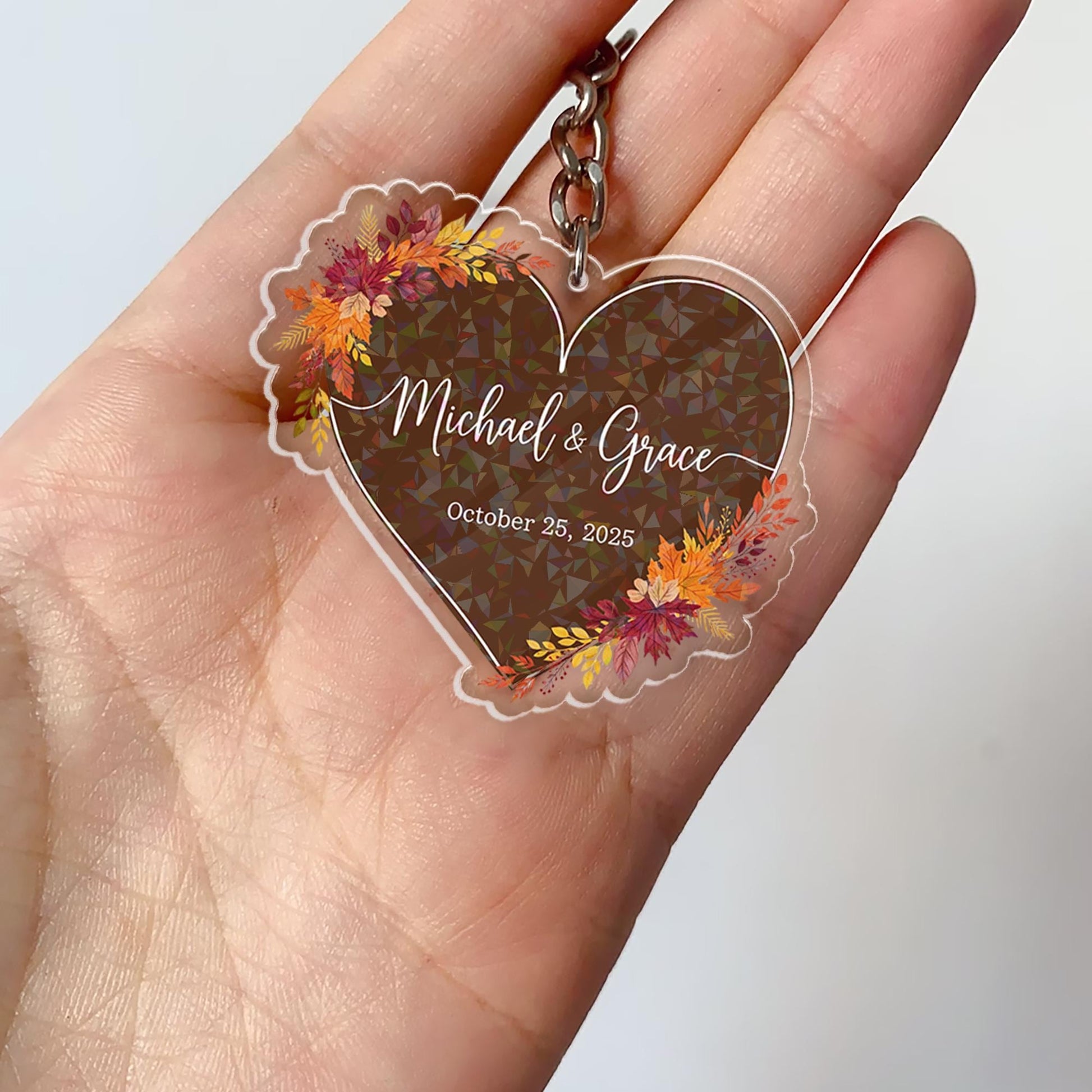 Custom Couple Keychain, Personalized Heart Keyring with Names & Date, Wedding Anniversary Gift, Romantic Keepsake, Engagement Favor