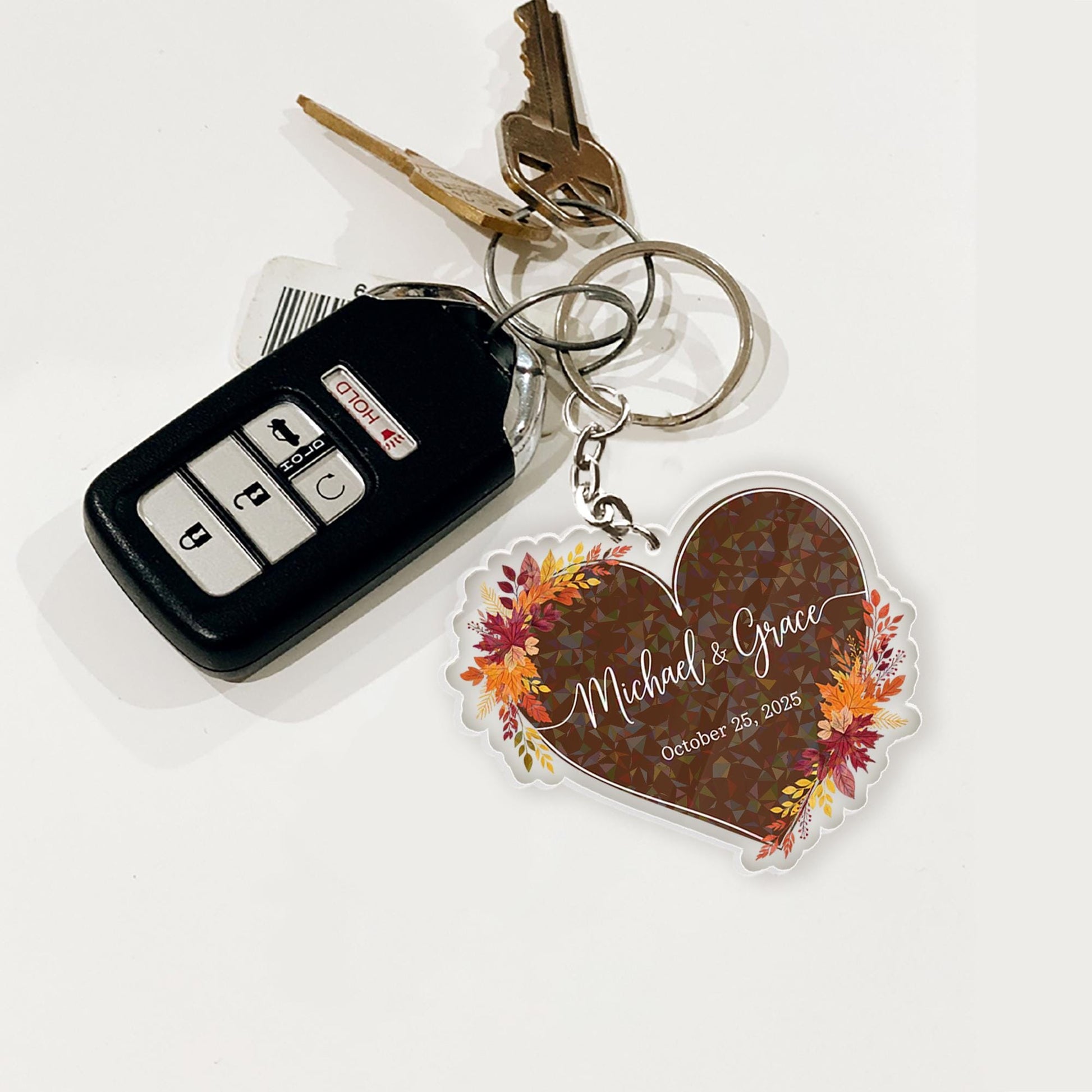 Custom Couple Keychain, Personalized Heart Keyring with Names & Date, Wedding Anniversary Gift, Romantic Keepsake, Engagement Favor