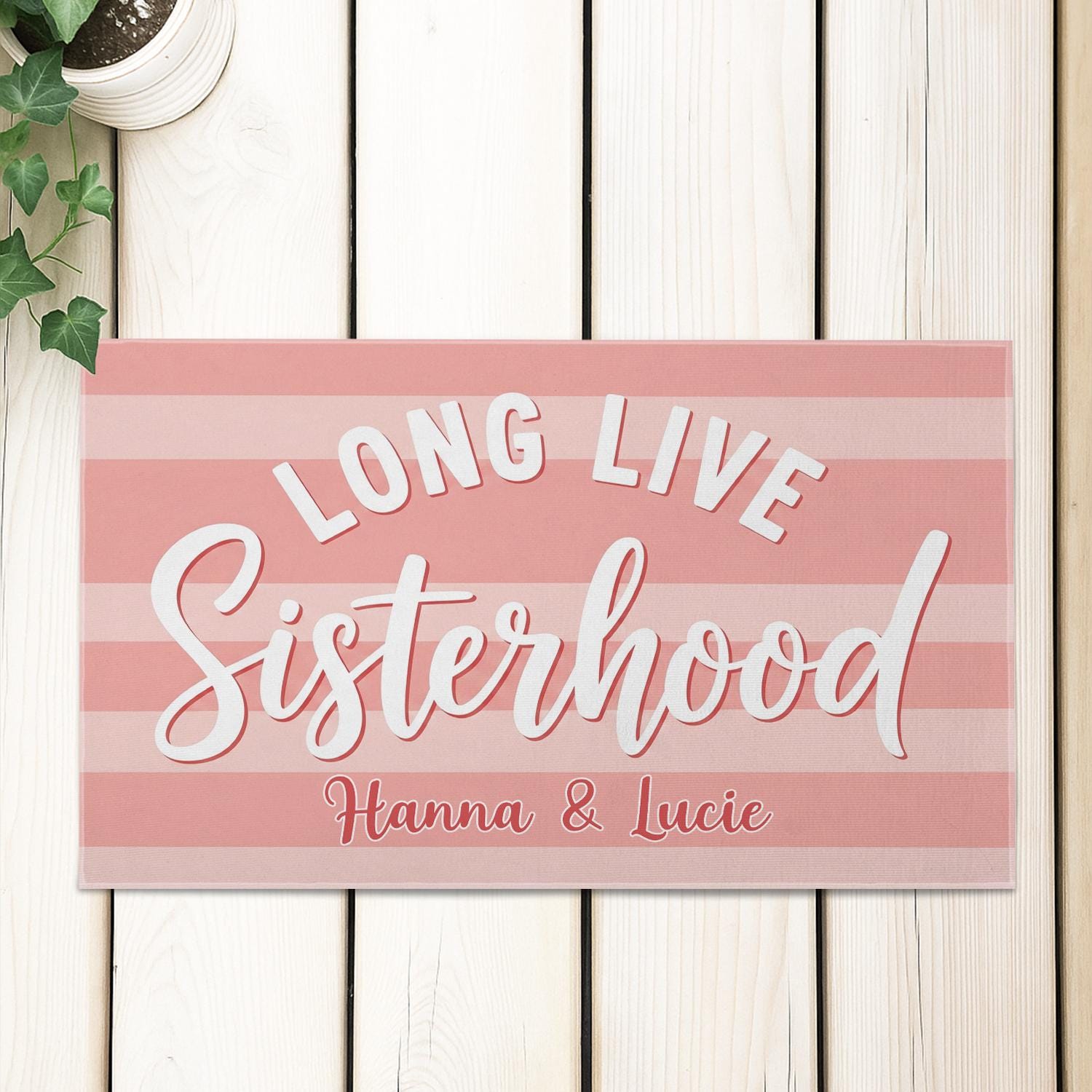 Personalized Sisterhood Doormat | Custom Name Rug Gift for Sisters & Friends | Long Live Sisterhood Mat | Sorority Dorm Room Decor