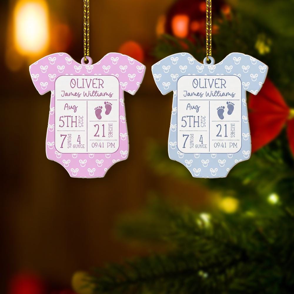Personalized Baby Birth Stats Ornament: Custom Onesie Christmas Keepsake