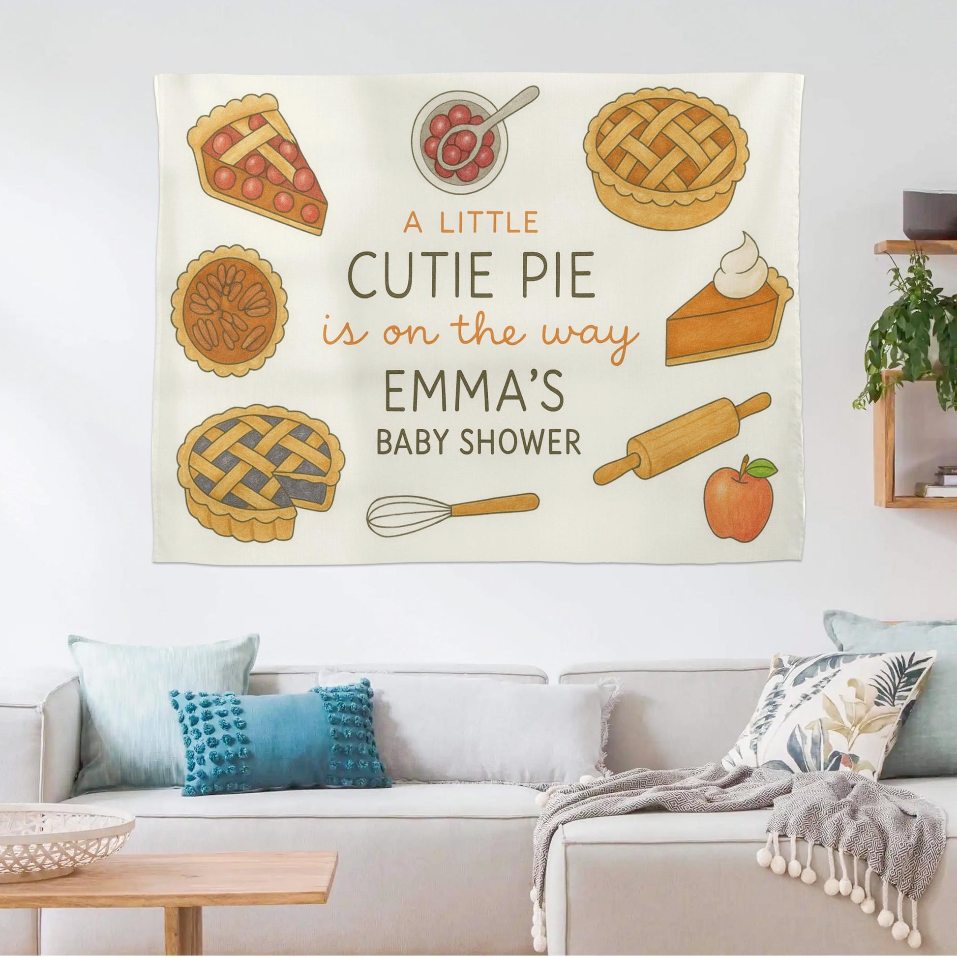 Personalized Cutie Pie Baby Shower Tapestry: Peachskin Fleece Party Backdrop