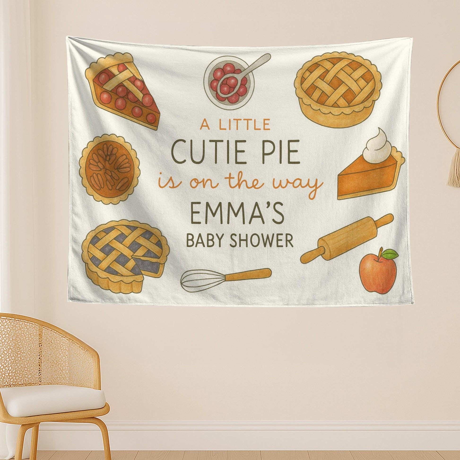 Personalized Cutie Pie Baby Shower Tapestry: Peachskin Fleece Party Backdrop