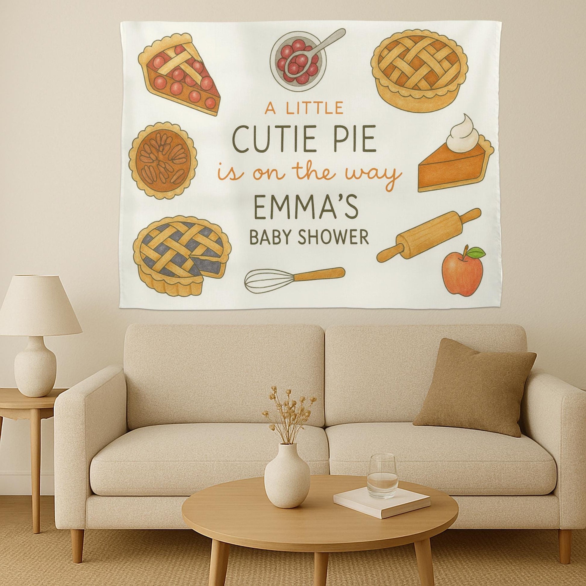 Personalized Cutie Pie Baby Shower Tapestry: Peachskin Fleece Party Backdrop