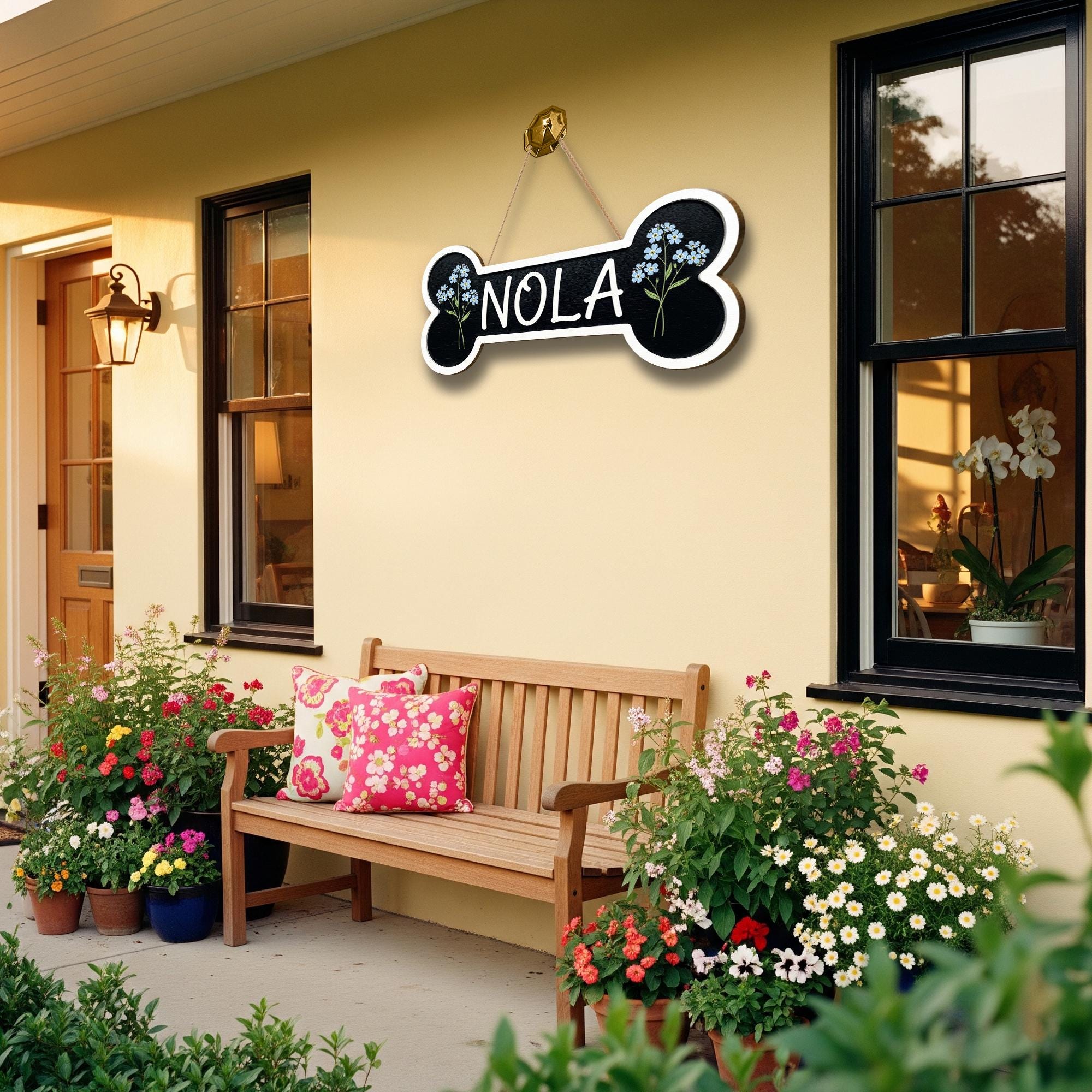 Custom Dog Bone Sign: Personalized Pet Name Plaque, Rustic Home Decor