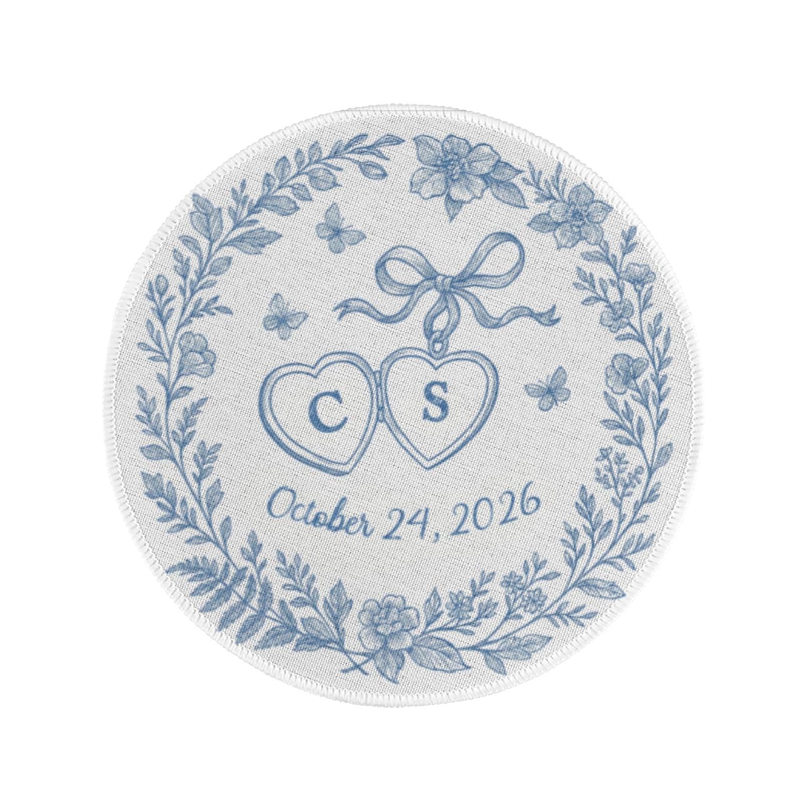 Custom Chinoiserie Wedding Placemat: Blue & White Monogram Table Decor