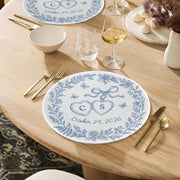 Custom Chinoiserie Wedding Placemat: Blue & White Monogram Table Decor