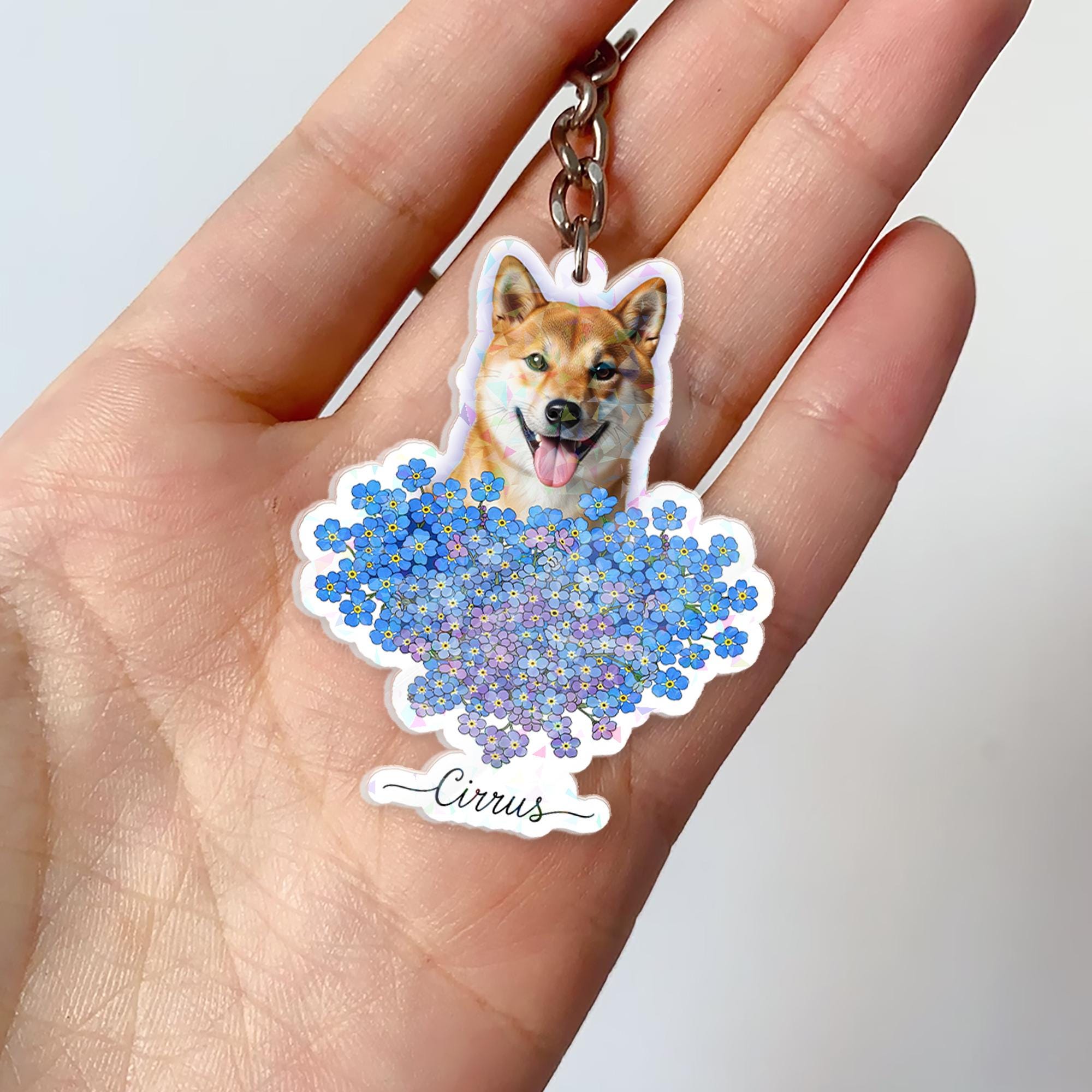 Custom Dog Portrait Keychain: Acrylic Pet Memorial Key Ring