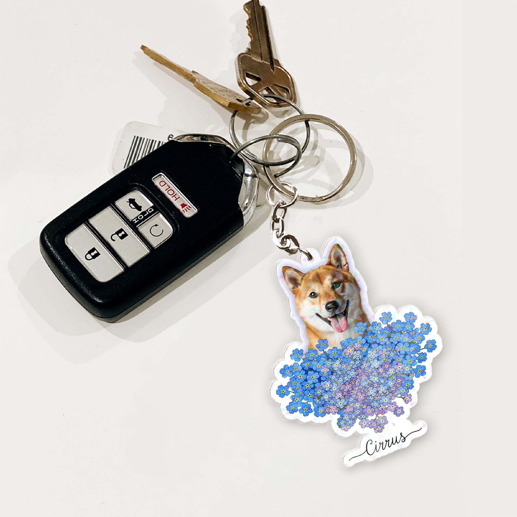 Custom Dog Portrait Keychain: Acrylic Pet Memorial Key Ring