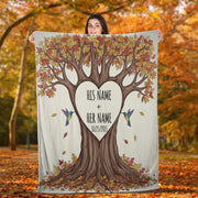 Personalized Couple Blanket with Tree & Names | Custom Wedding Gift, Anniversary Throw, Romantic Fall Decor, Love Story Keepsake