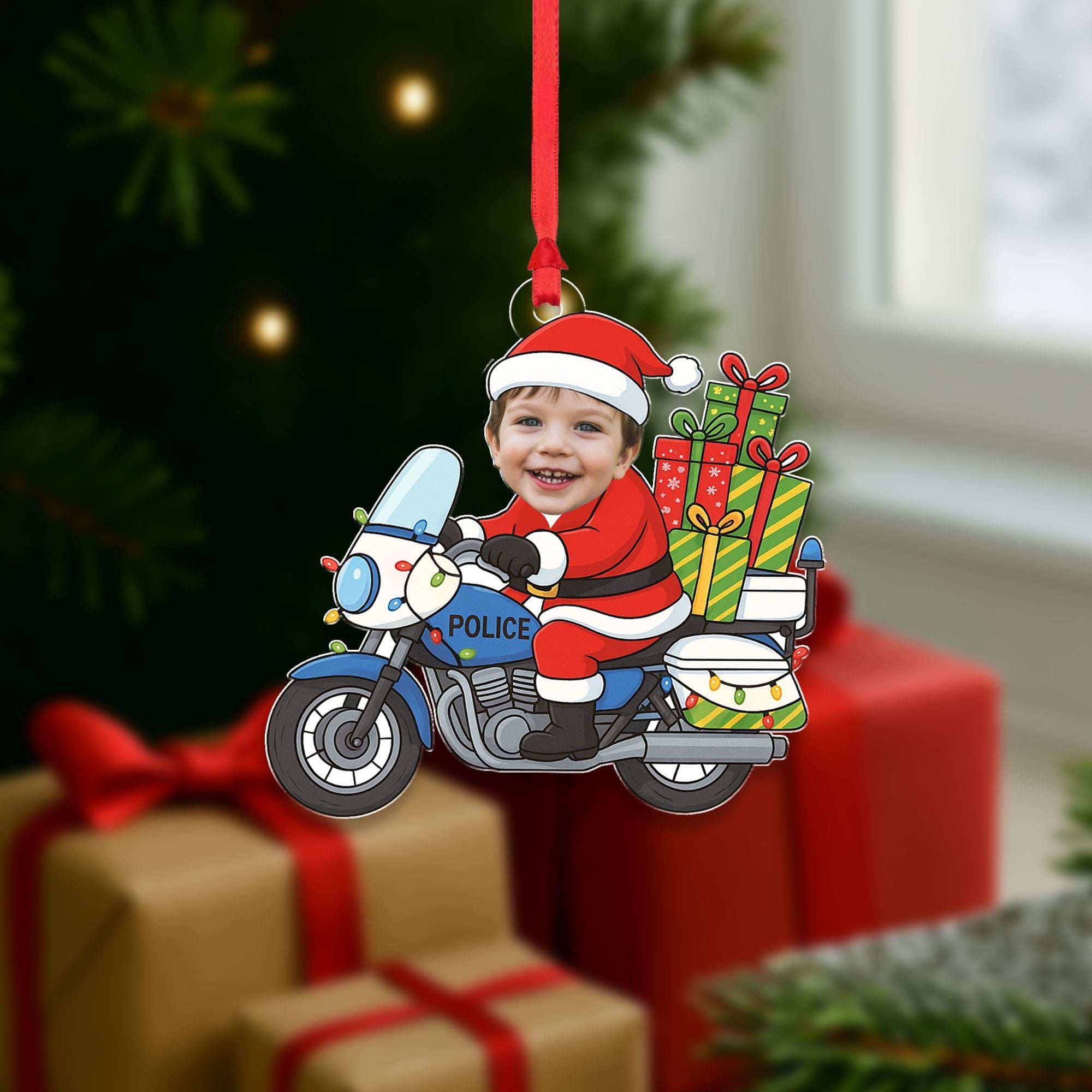 Personalized Santa Vehicle Ornament – Custom Name Christmas Tree Decoration, Kids Holiday Gift
