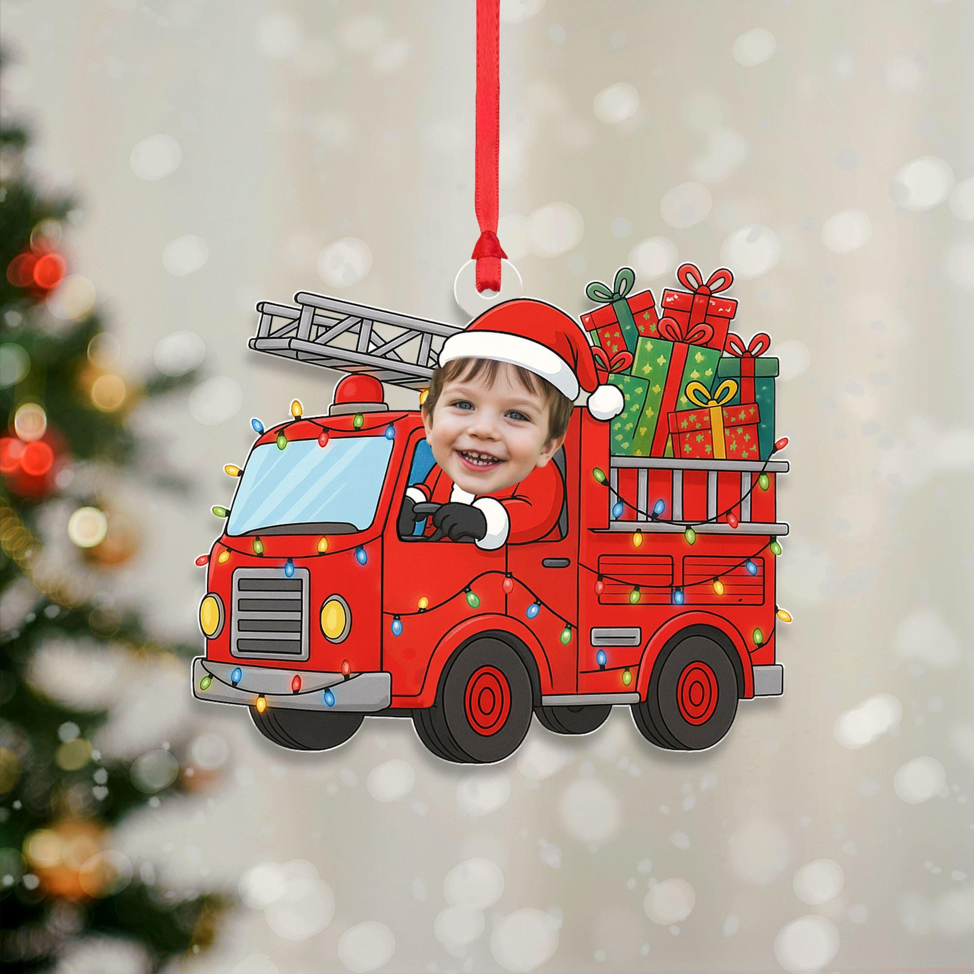 Personalized Santa Vehicle Ornament – Custom Name Christmas Tree Decoration, Kids Holiday Gift