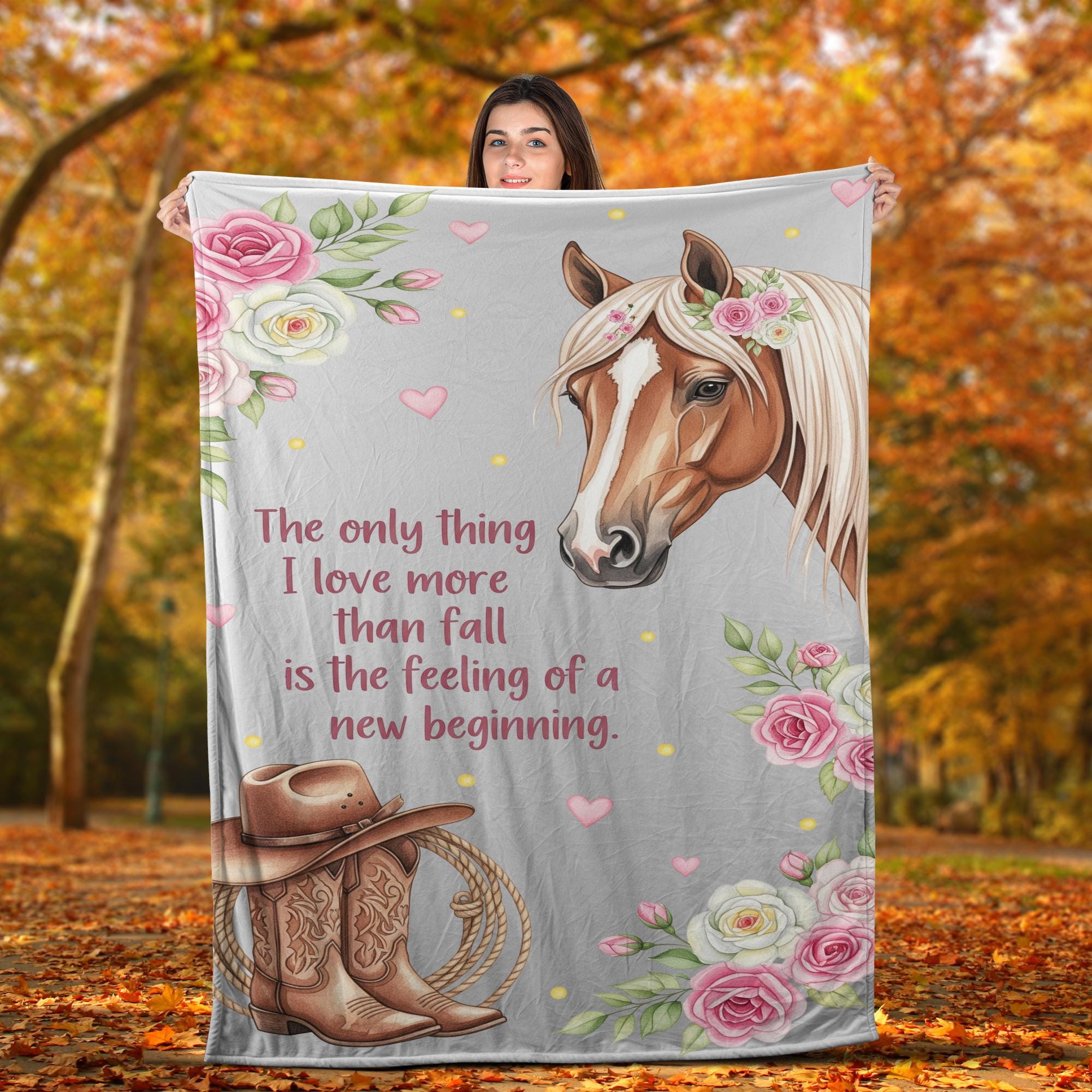 Cowgirl Boots & Horse Blanket: Western Fall Throw, Farmhouse Decor