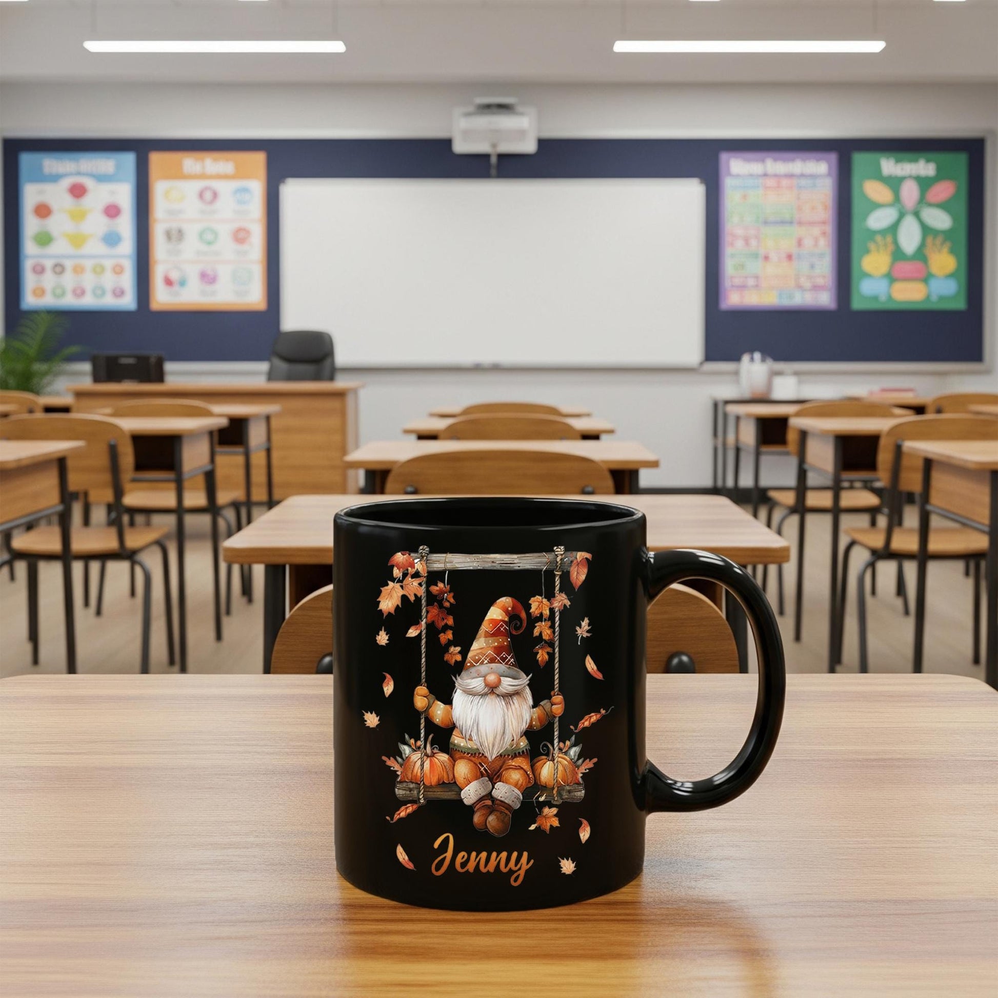 Personalized Fall Gnome Mug: Custom Name Coffee Cup, Autumn Decor